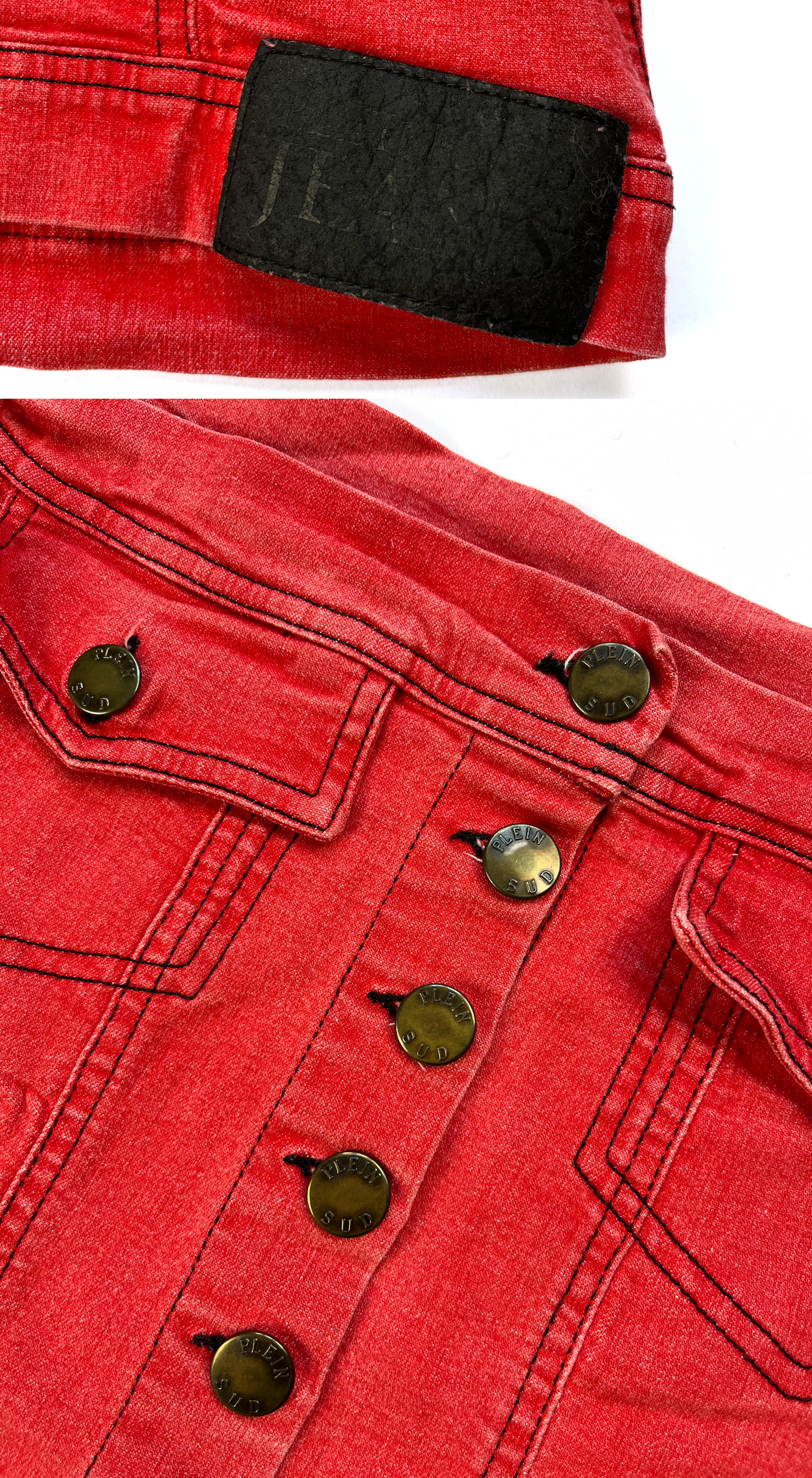 PLEIN SUD ~ Y2k Off-Shoulders Buttoned Denim Top