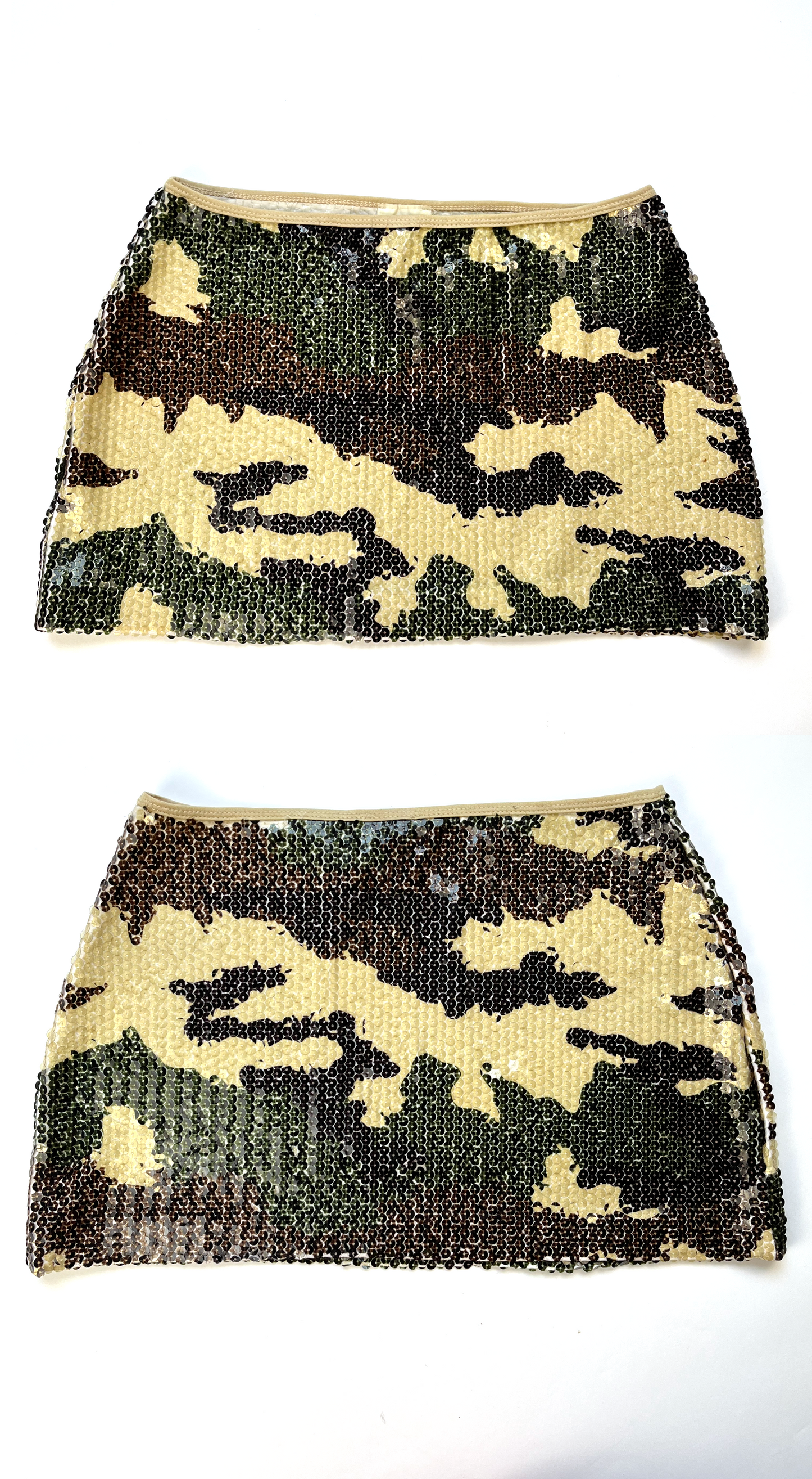 PLEIN SUD ~ 2000s Camouflage Sequin Mini Skirt