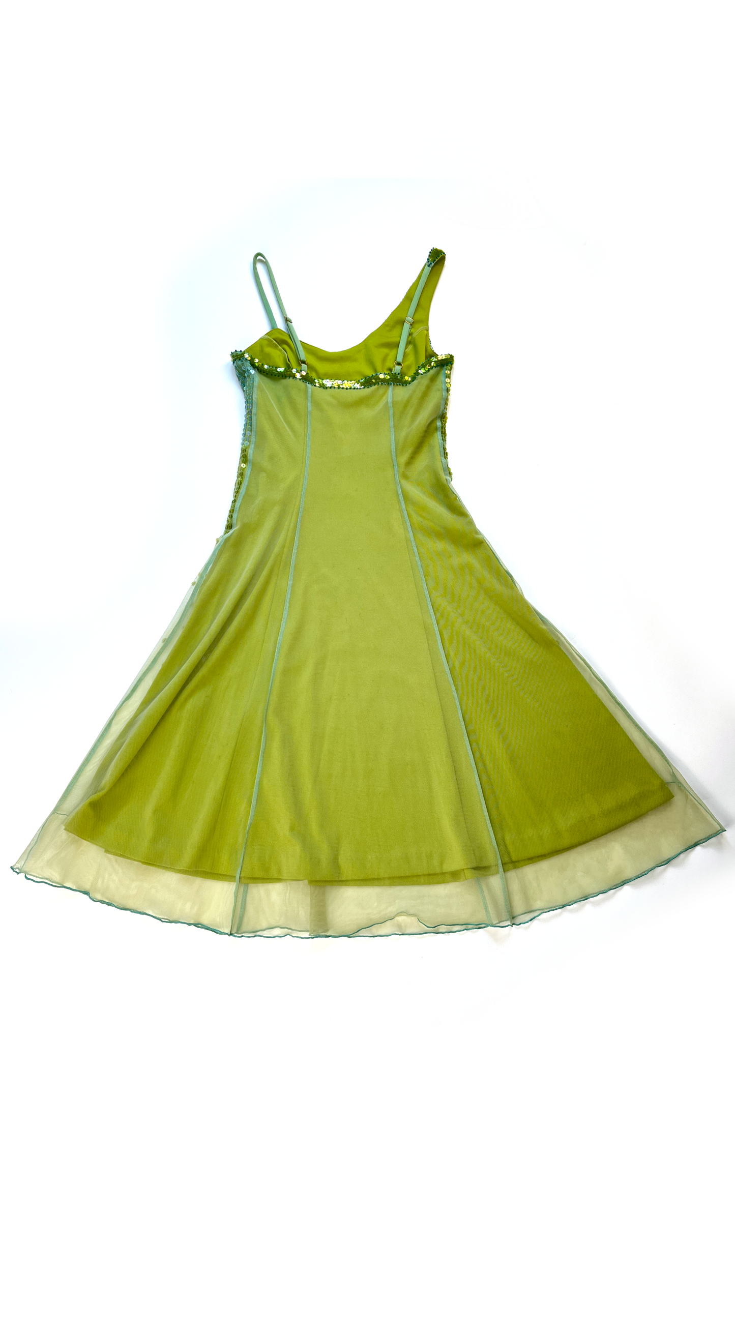 Betsey Johnson ~ 1990s Green Sequin One-shoulder Dress