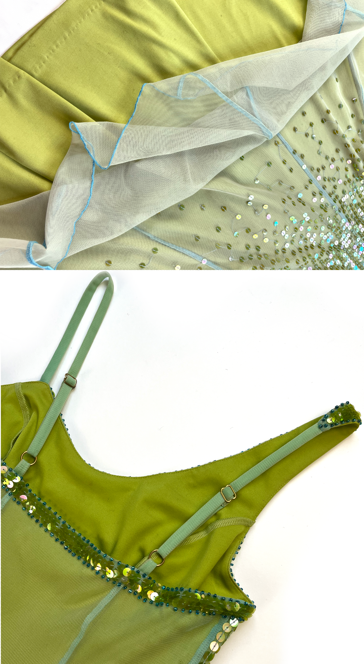 Betsey Johnson ~ 1990s Green Sequin One-shoulder Dress