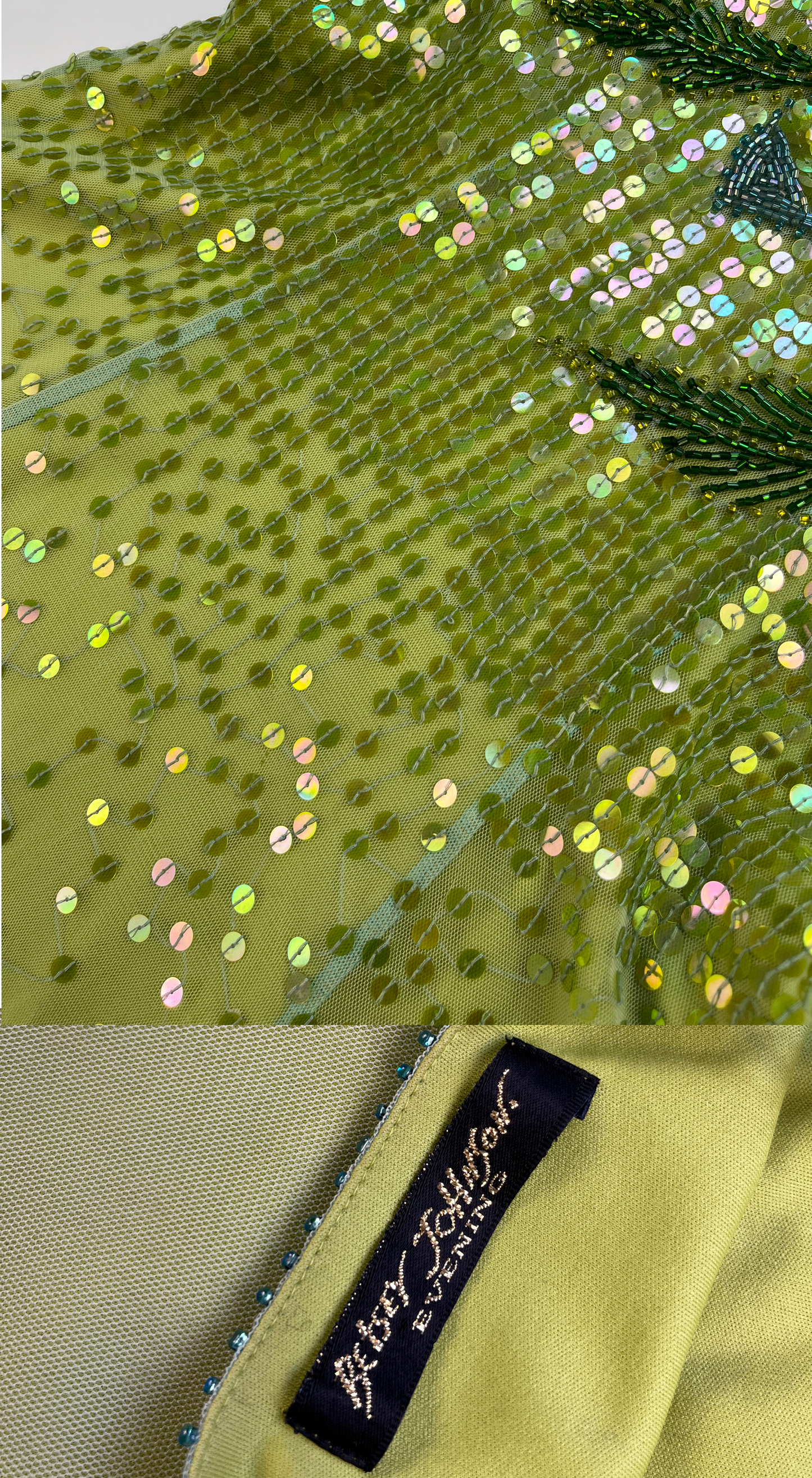 Betsey Johnson ~ 1990s Green Sequin One-shoulder Dress