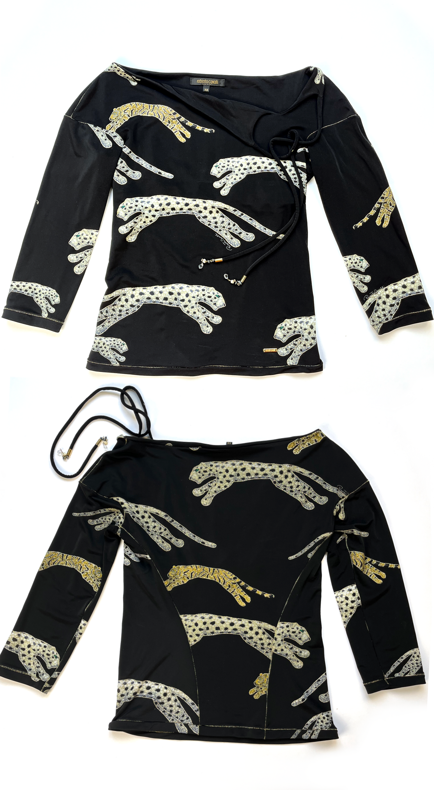 Roberto Cavalli ~ Runway F/W 2002 Black & Gold Leopard Top