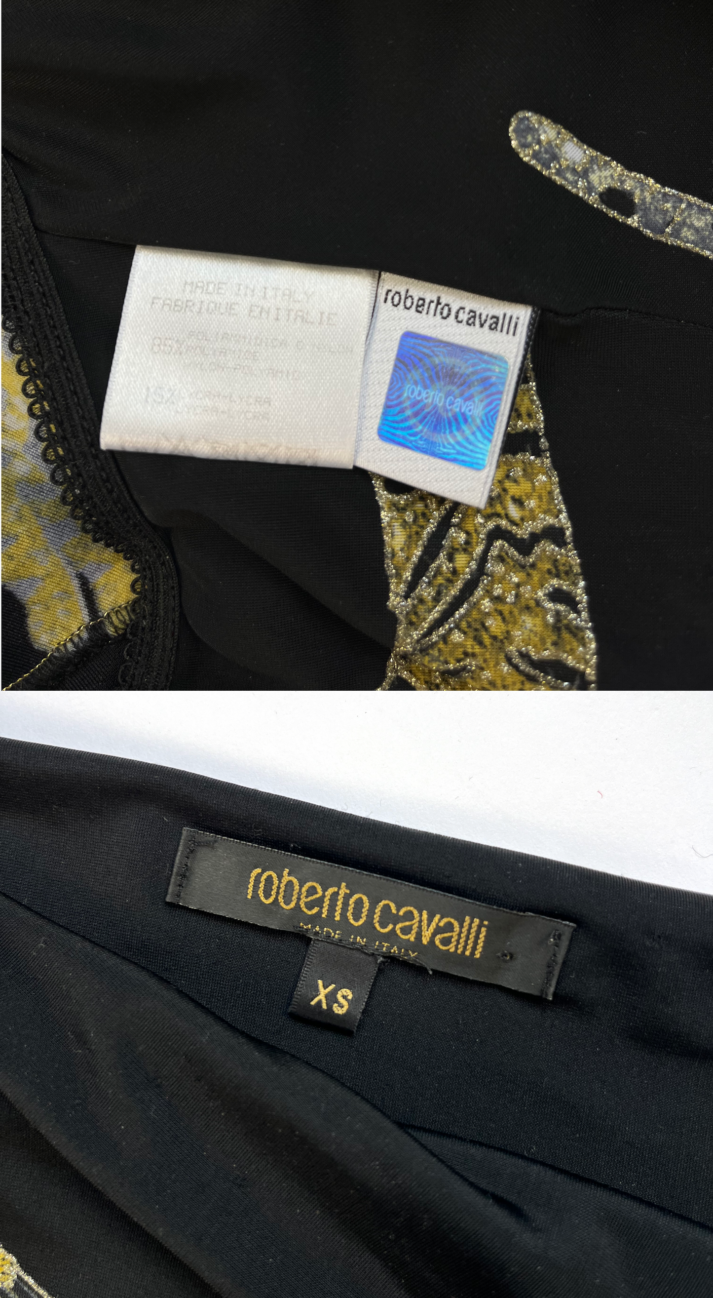 Roberto Cavalli ~ Runway F/W 2002 Black & Gold Leopard Top