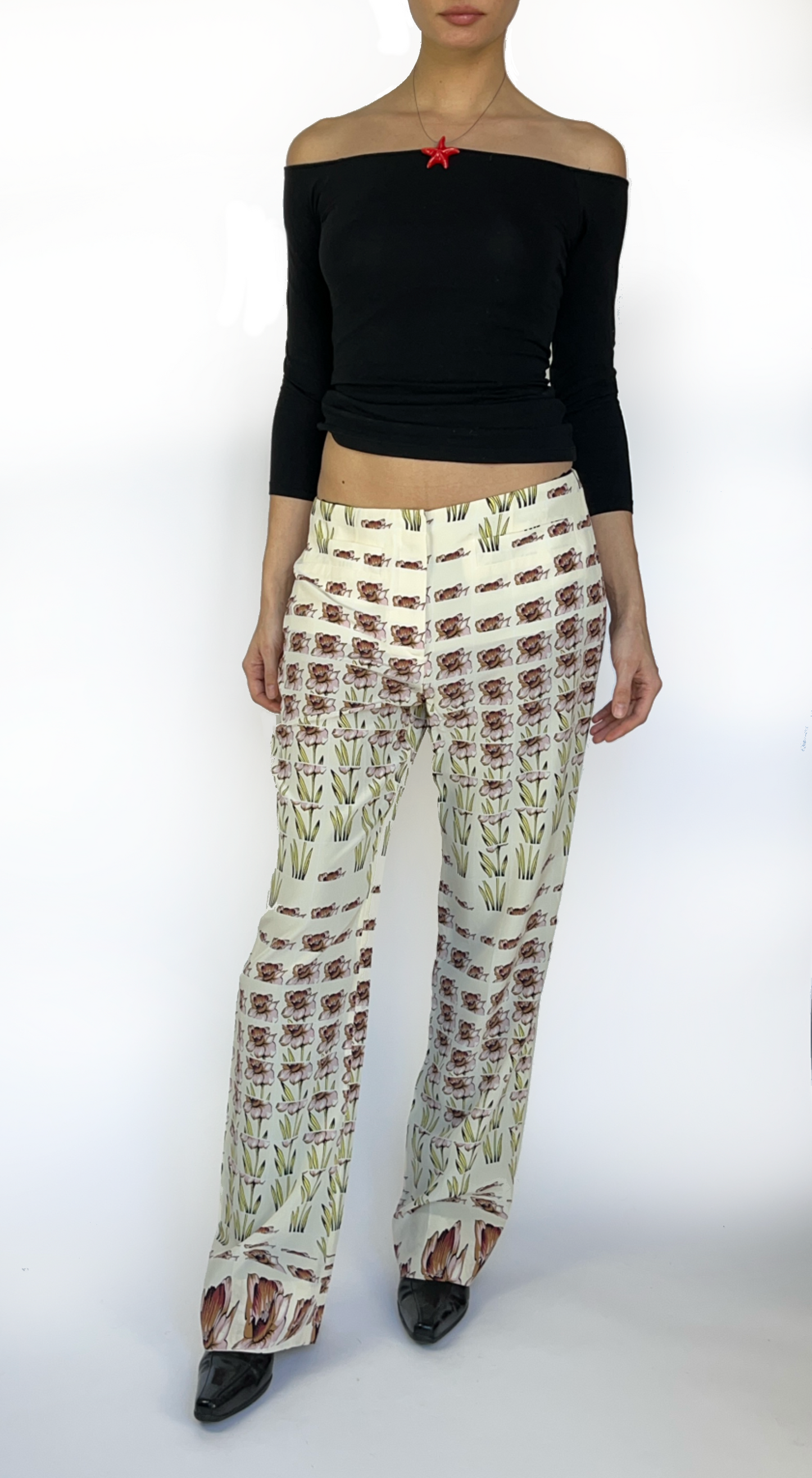 Prada ~ Silk Daffodil Narcissus Flower Pants
