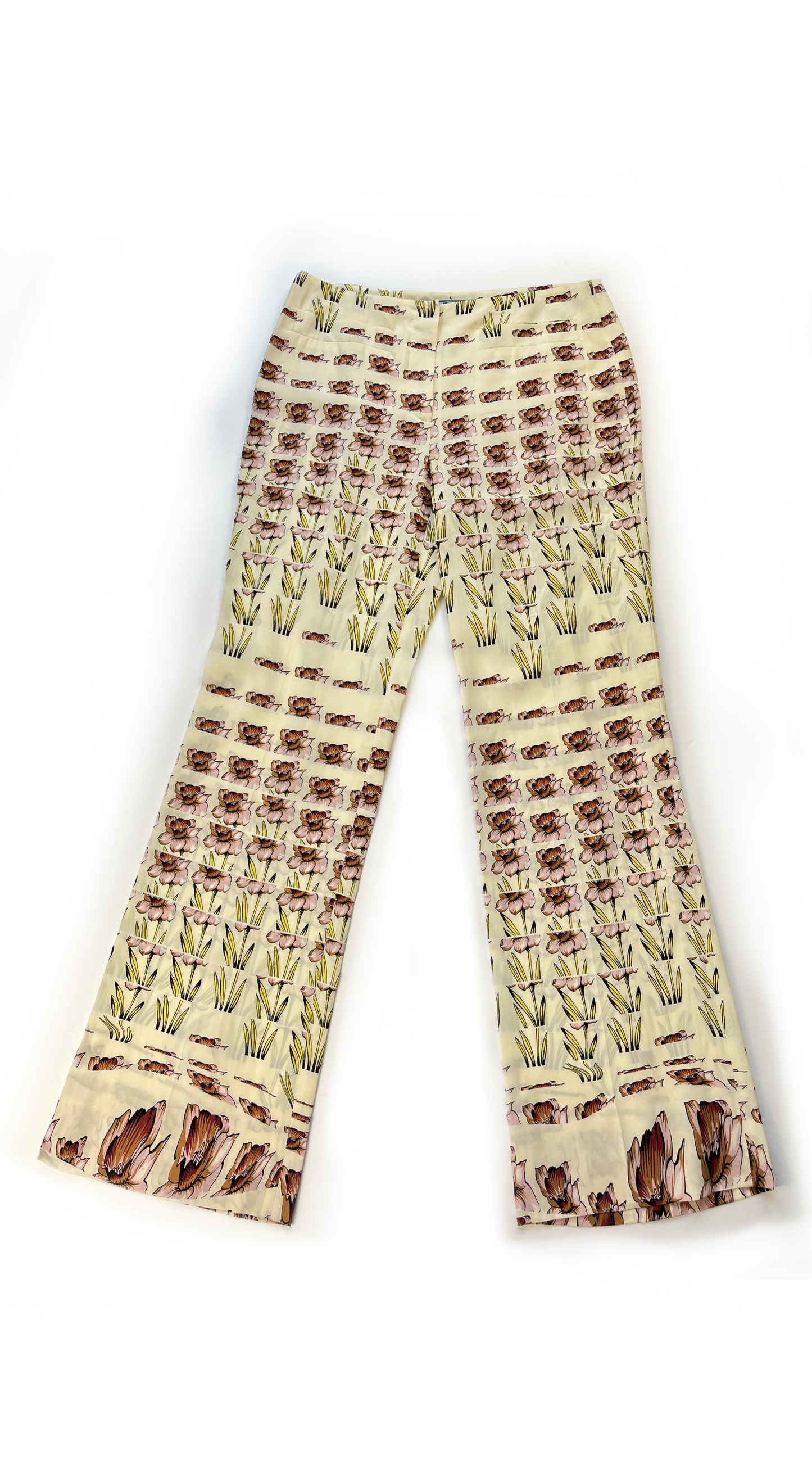 Prada ~ Silk Daffodil Narcissus Flower Pants