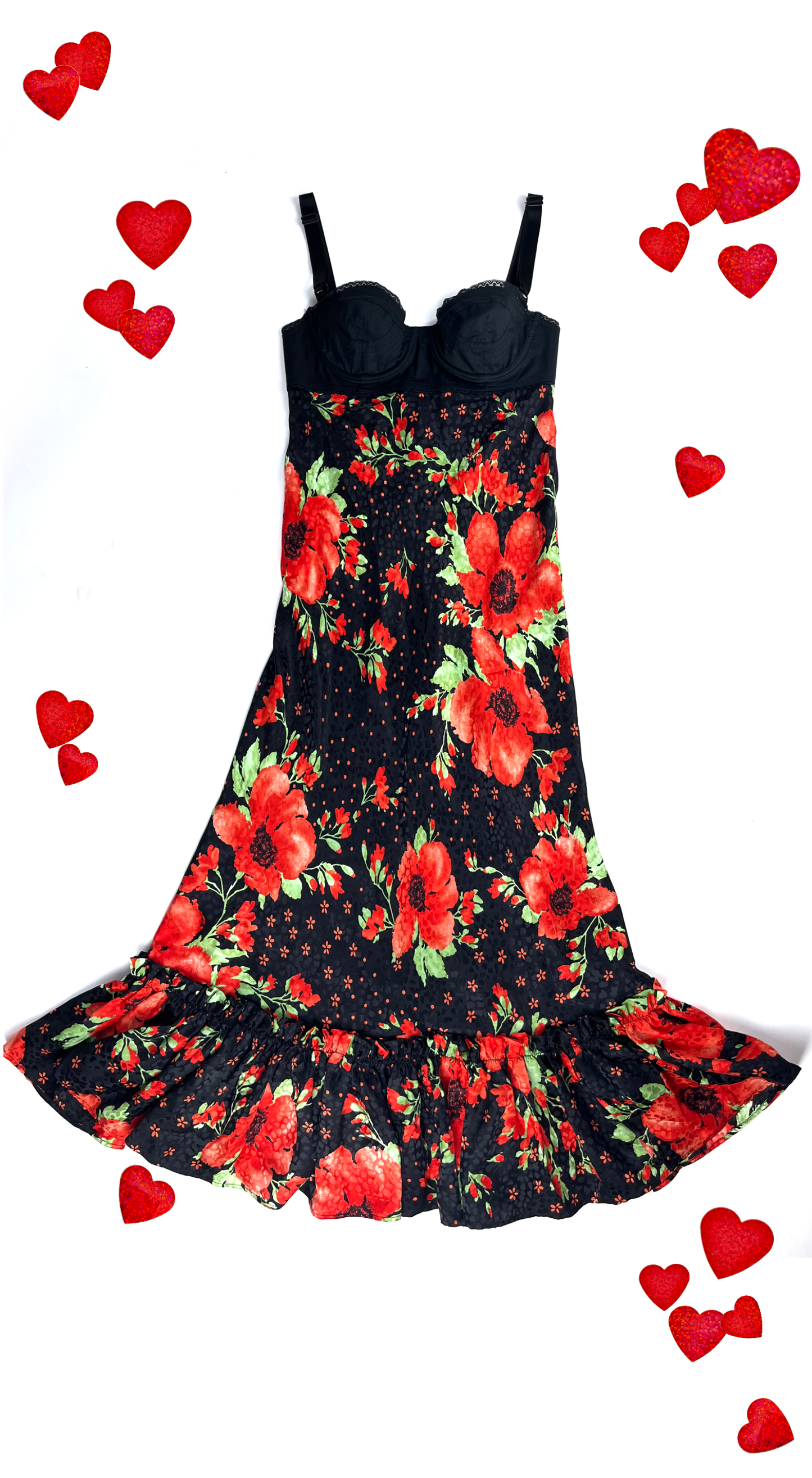 Dolce & Gabbana ~ 2000s Poppy Flower Bustier Silk Dress