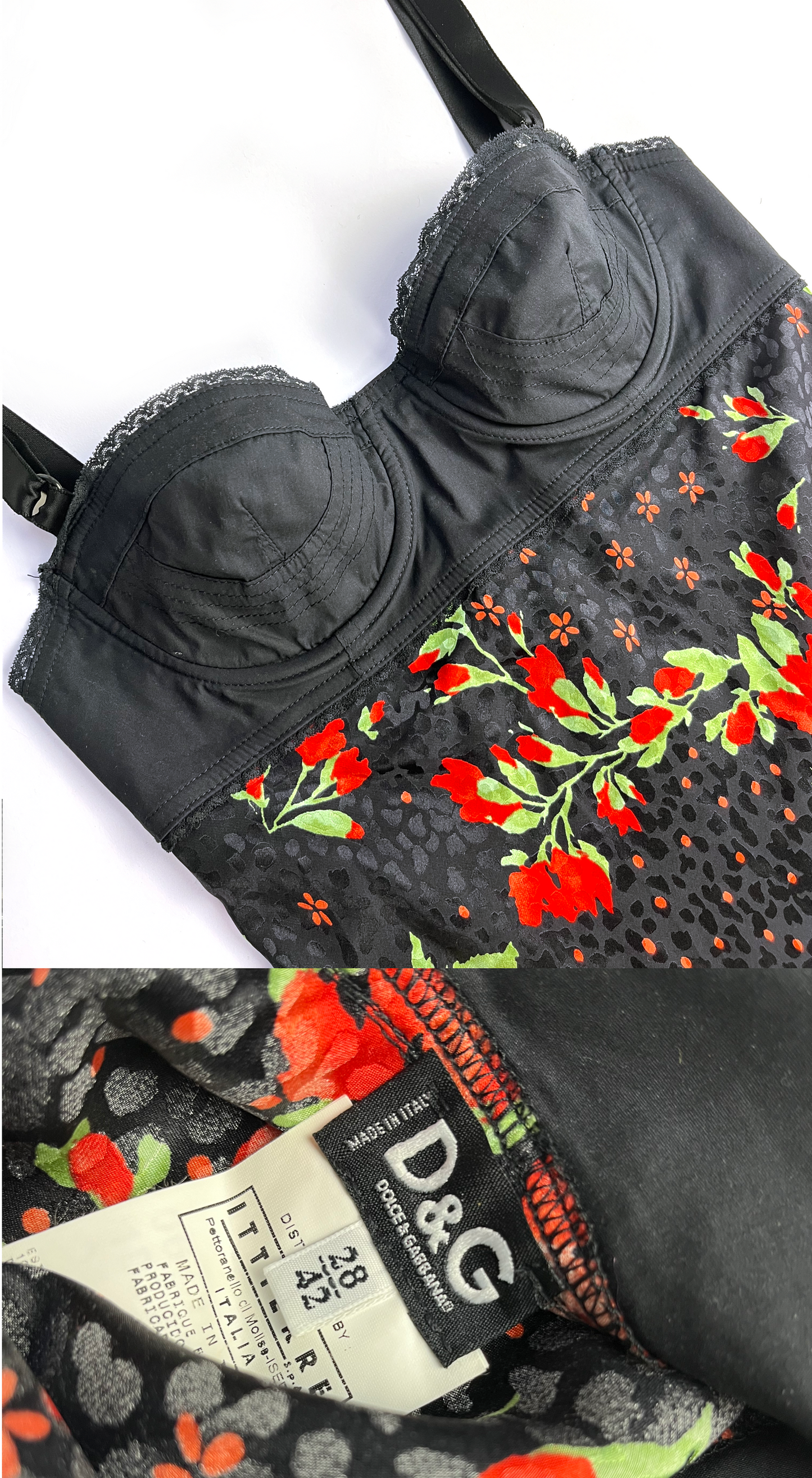 Dolce & Gabbana ~ 2000s Poppy Flower Bustier Silk Dress