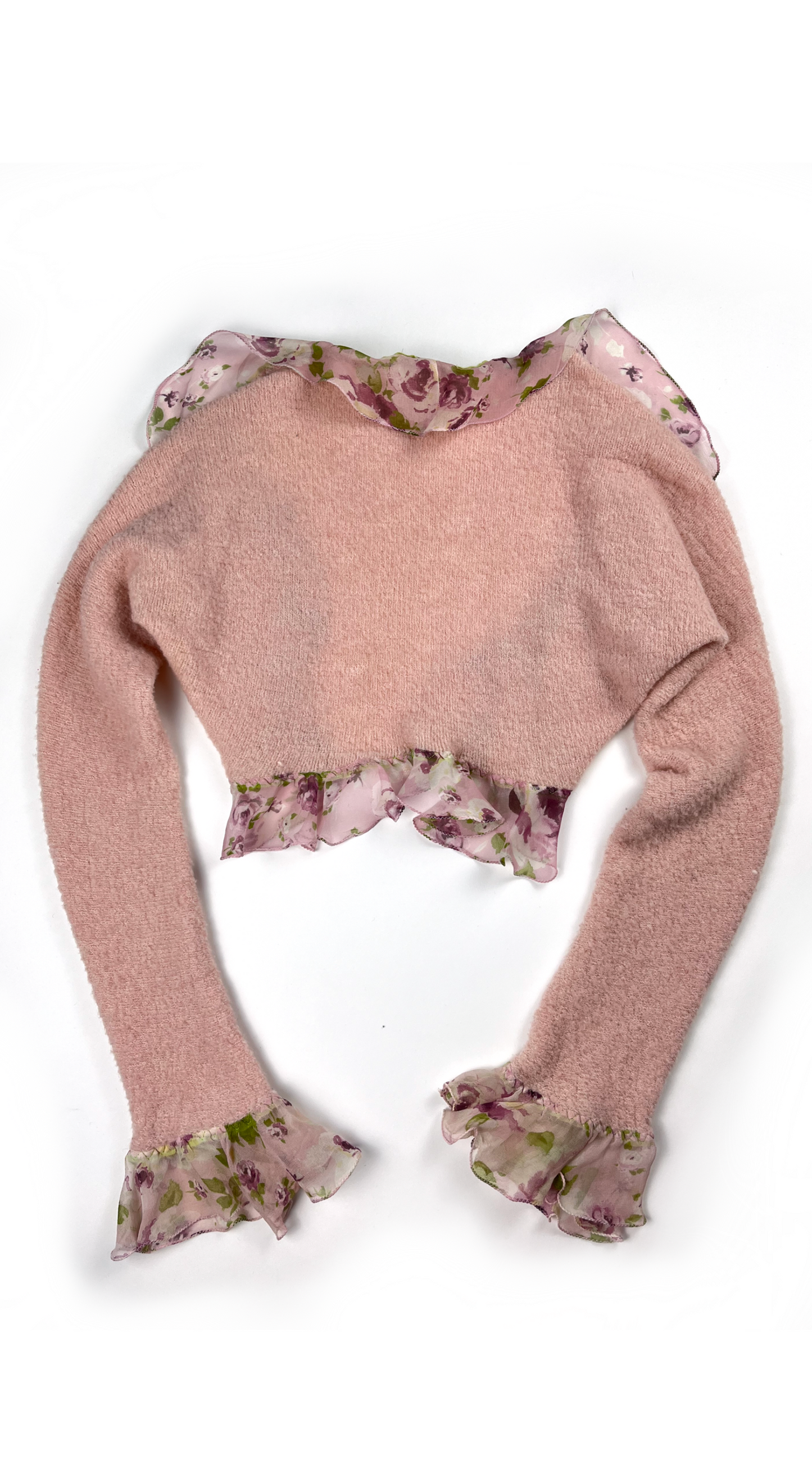 Blumarine ~ FW 2004 Pastel Pink Ruffled Bolero Cardigan
