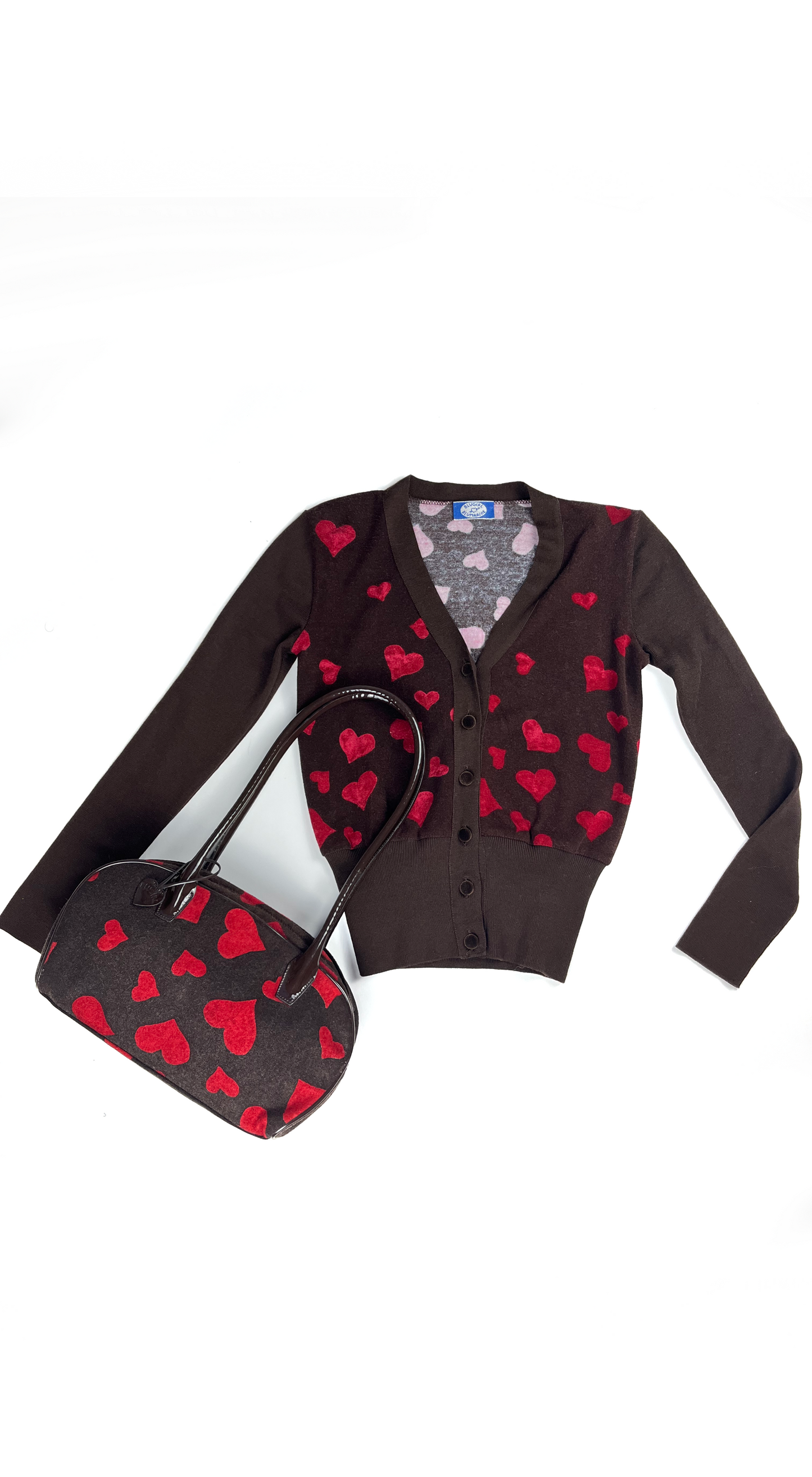 Blugirl Blumarine ~ 2001 Brown Heart Print Cardigan