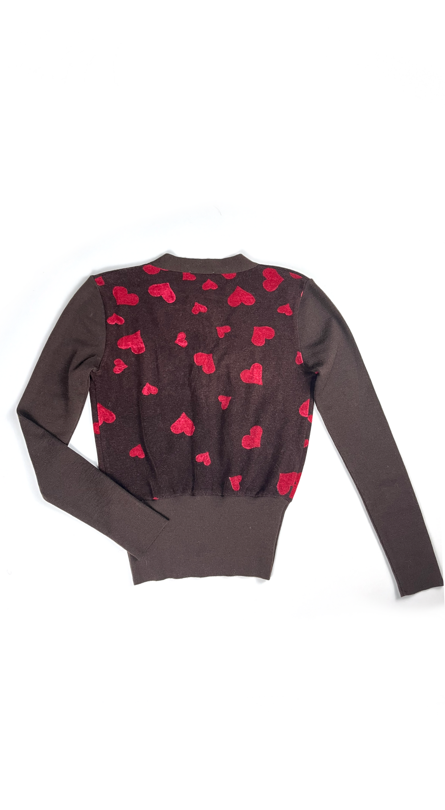 Blugirl Blumarine ~ 2001 Brown Heart Print Cardigan