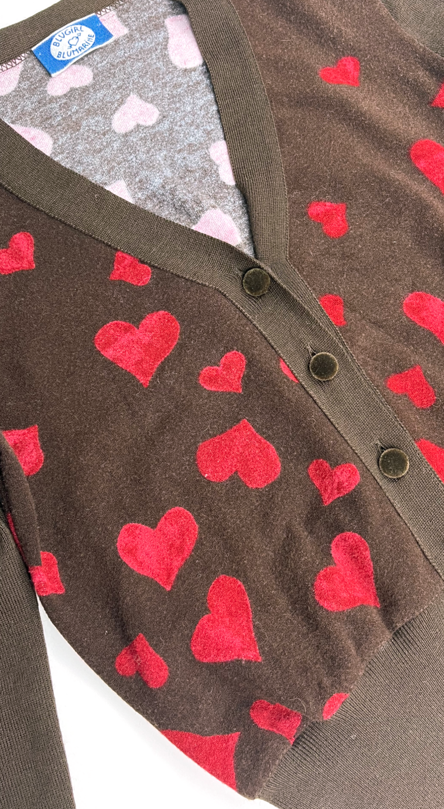 Blugirl Blumarine ~ 2001 Brown Heart Print Cardigan