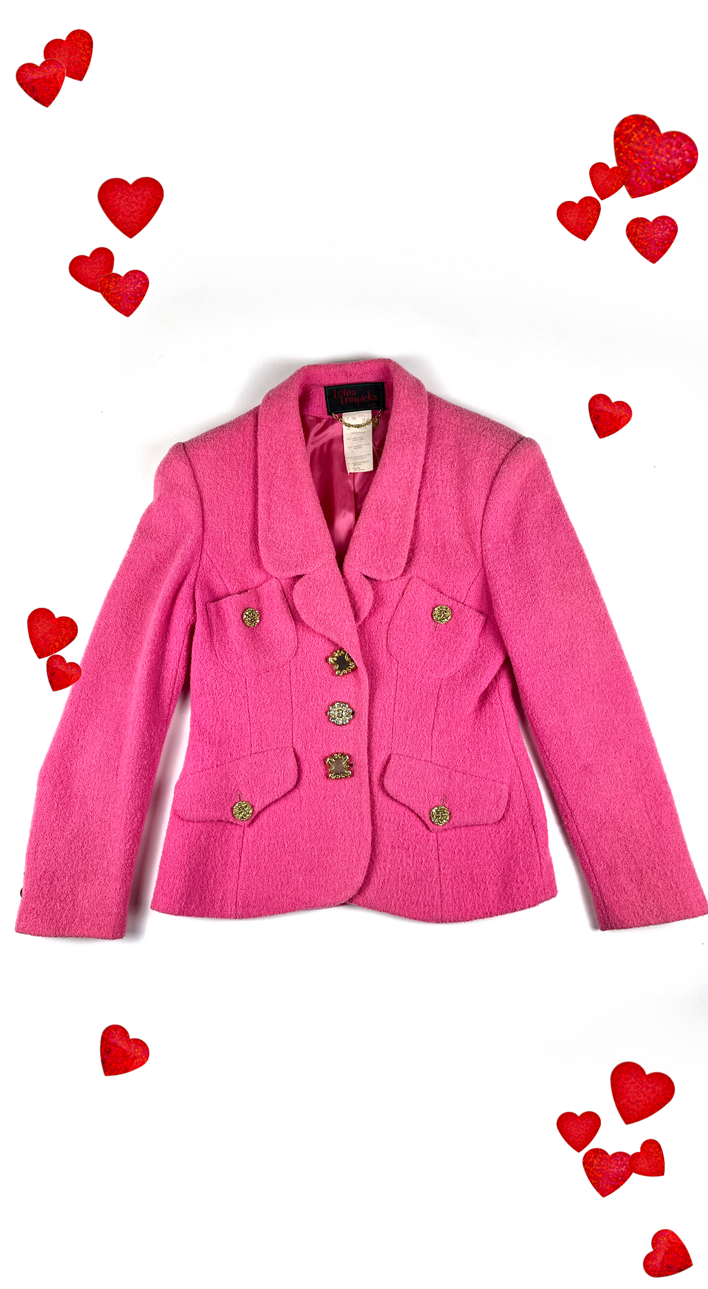 Lolita Lempicka ~ 1990s Bonbon Pink Blazer with Gold Buttons