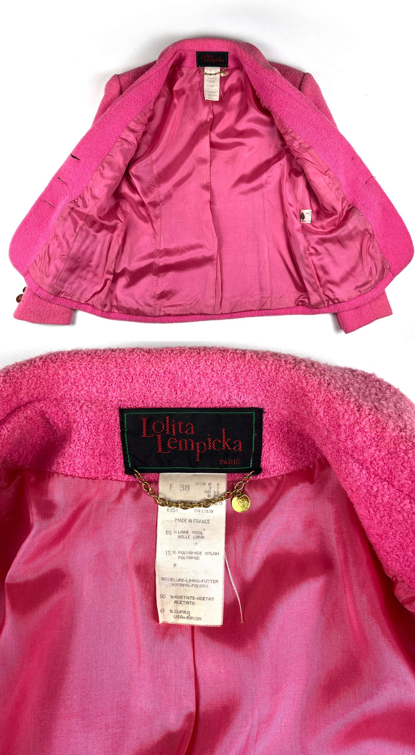 Lolita Lempicka ~ 1990s Bonbon Pink Blazer with Gold Buttons