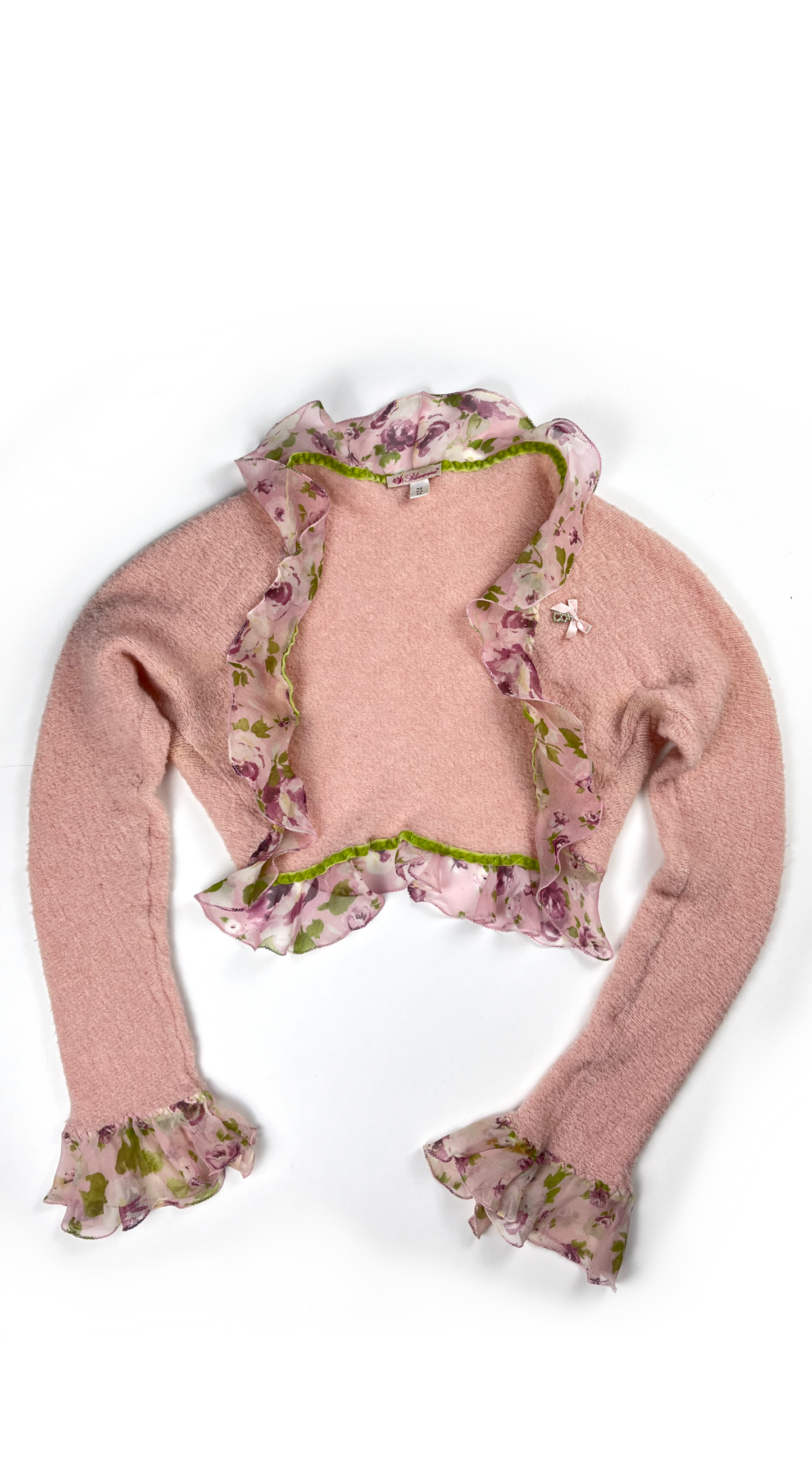 Blumarine ~ FW 2004 Pastel Pink Ruffled Bolero Cardigan