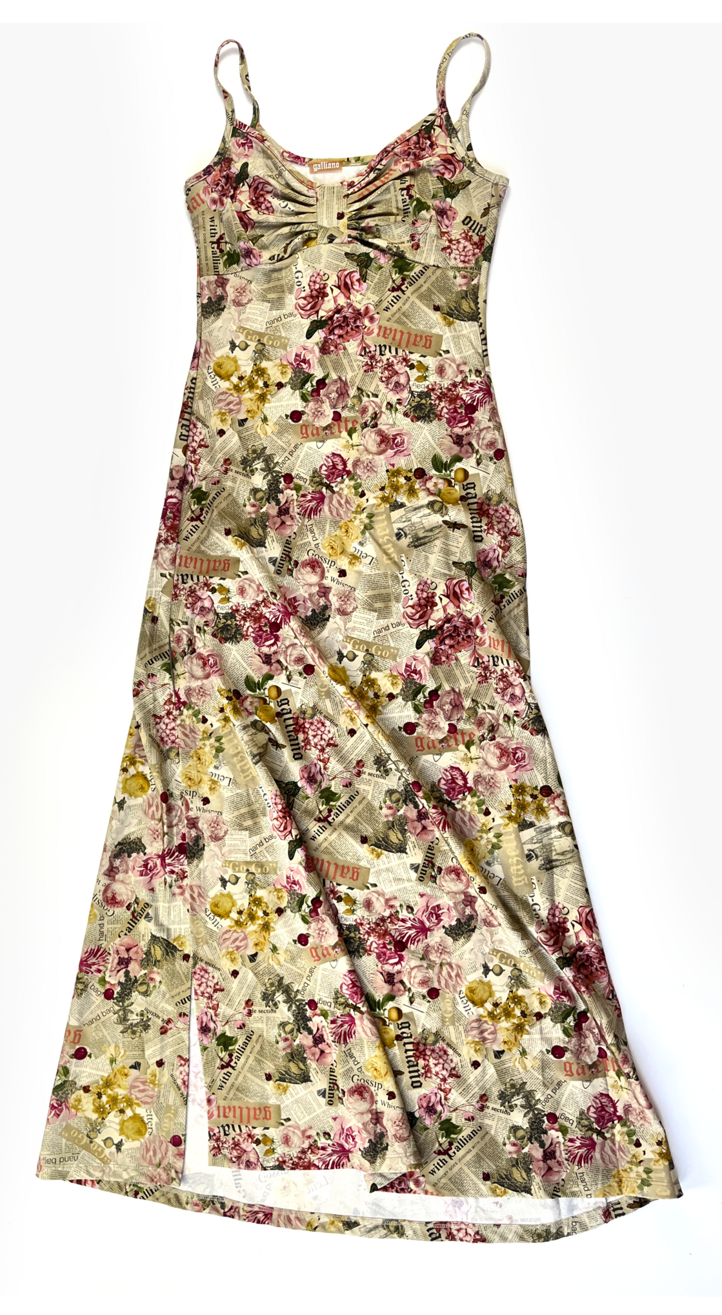 John Galliano ~ 2000s Floral Newspaper Print Maxi Dress