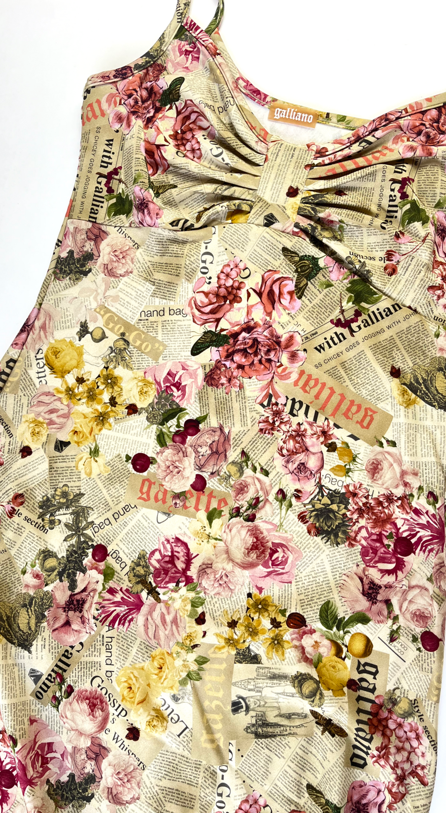 John Galliano ~ 2000s Floral Newspaper Print Maxi Dress