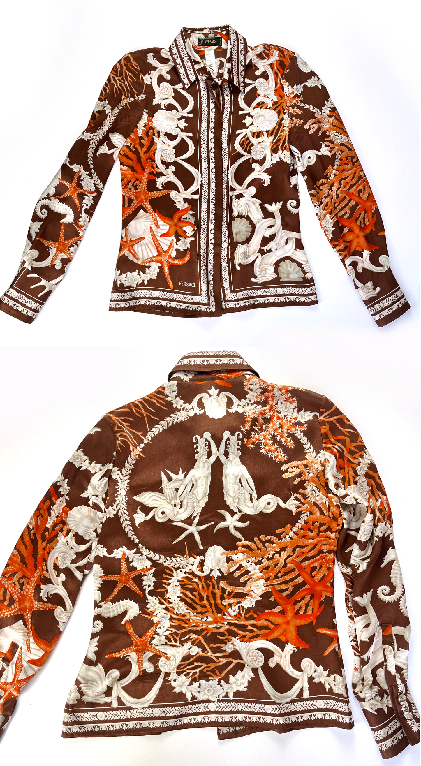 Versace ~ SS 2005 Runway Silk Baroque Coral Shirt