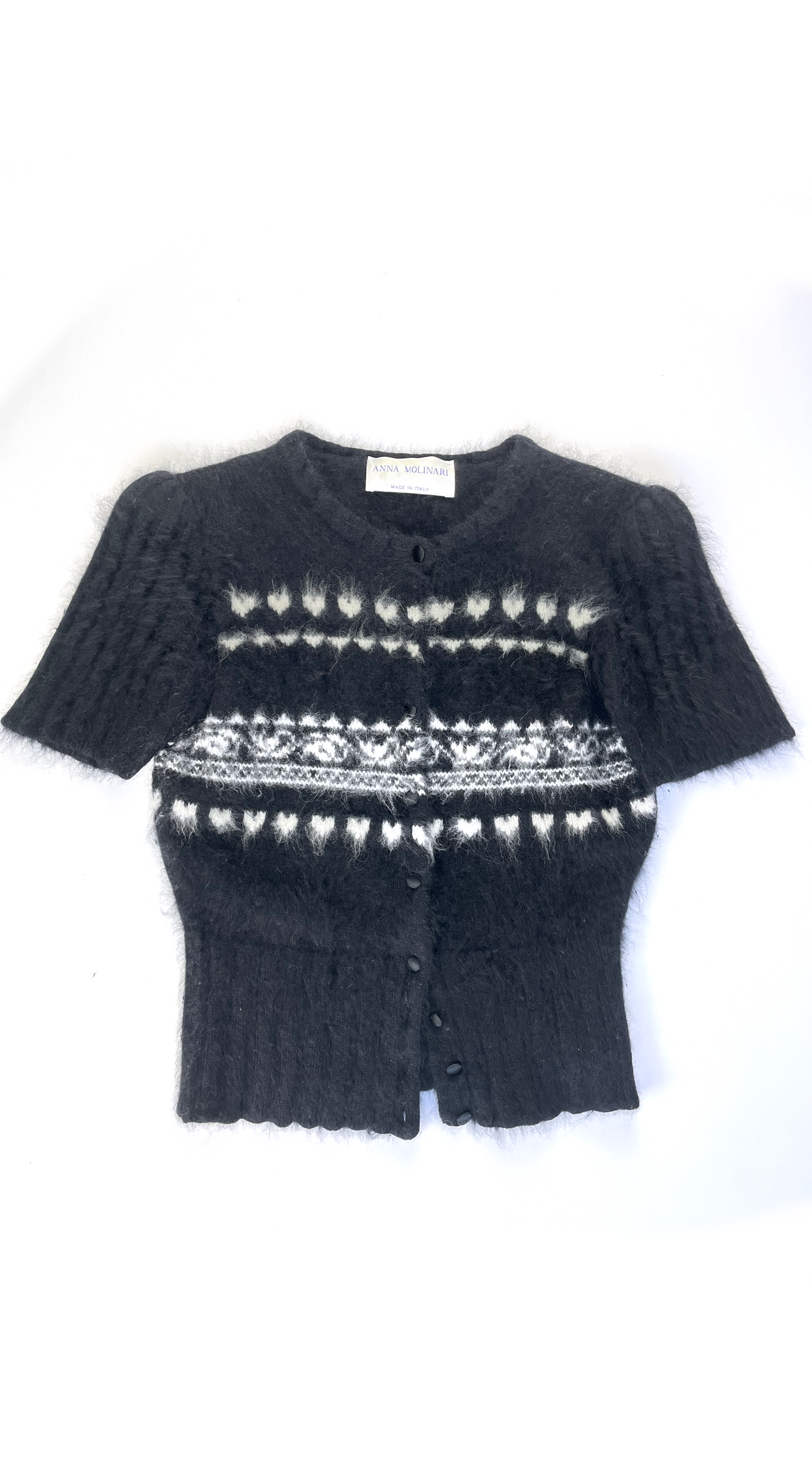 Anna Molinari ~ Runway F/W 1995 Angora Heart Button Top