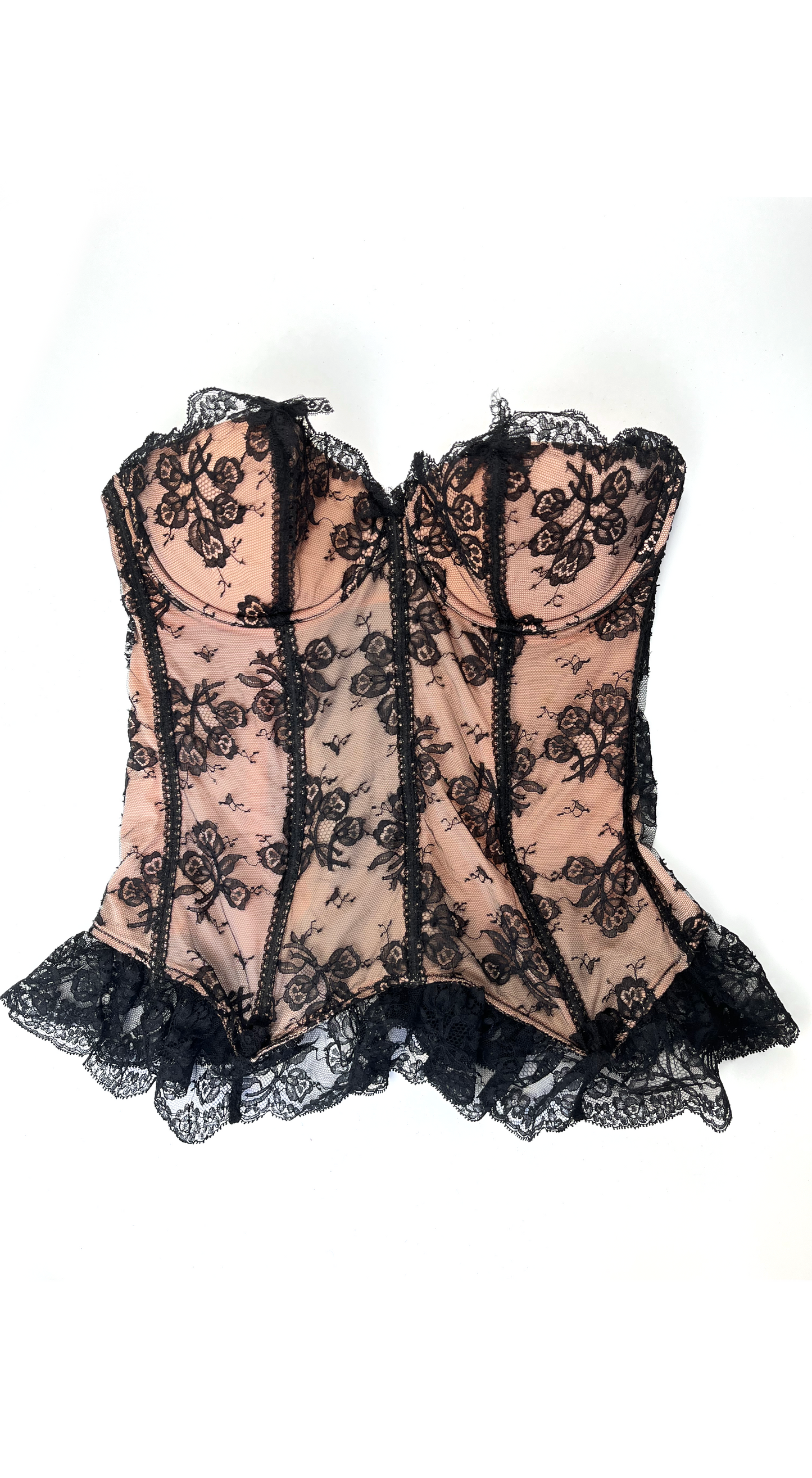 Chantal Thomass ~ Romantic Beige Black Lace Corset