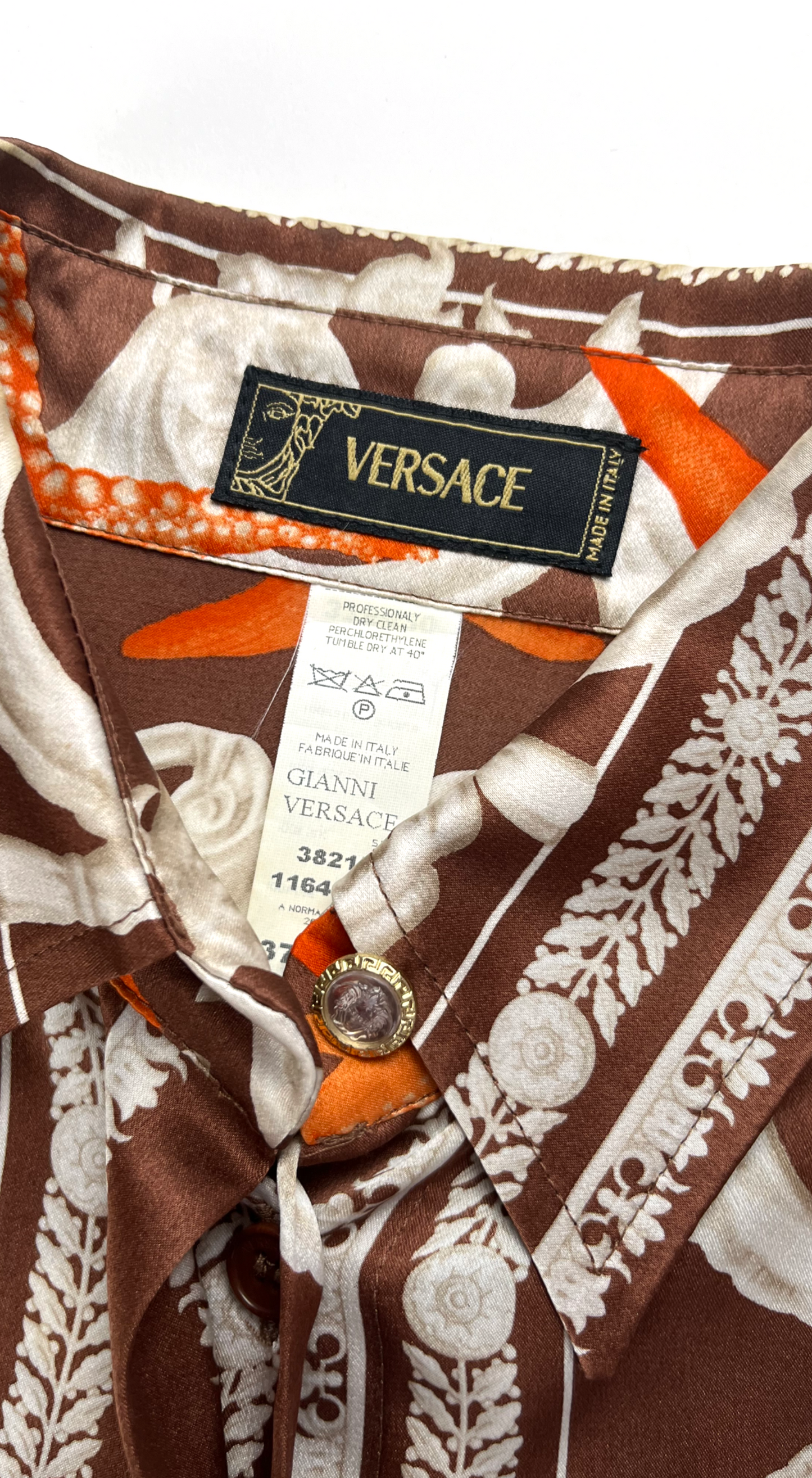 Versace ~ SS 2005 Runway Silk Baroque Coral Shirt