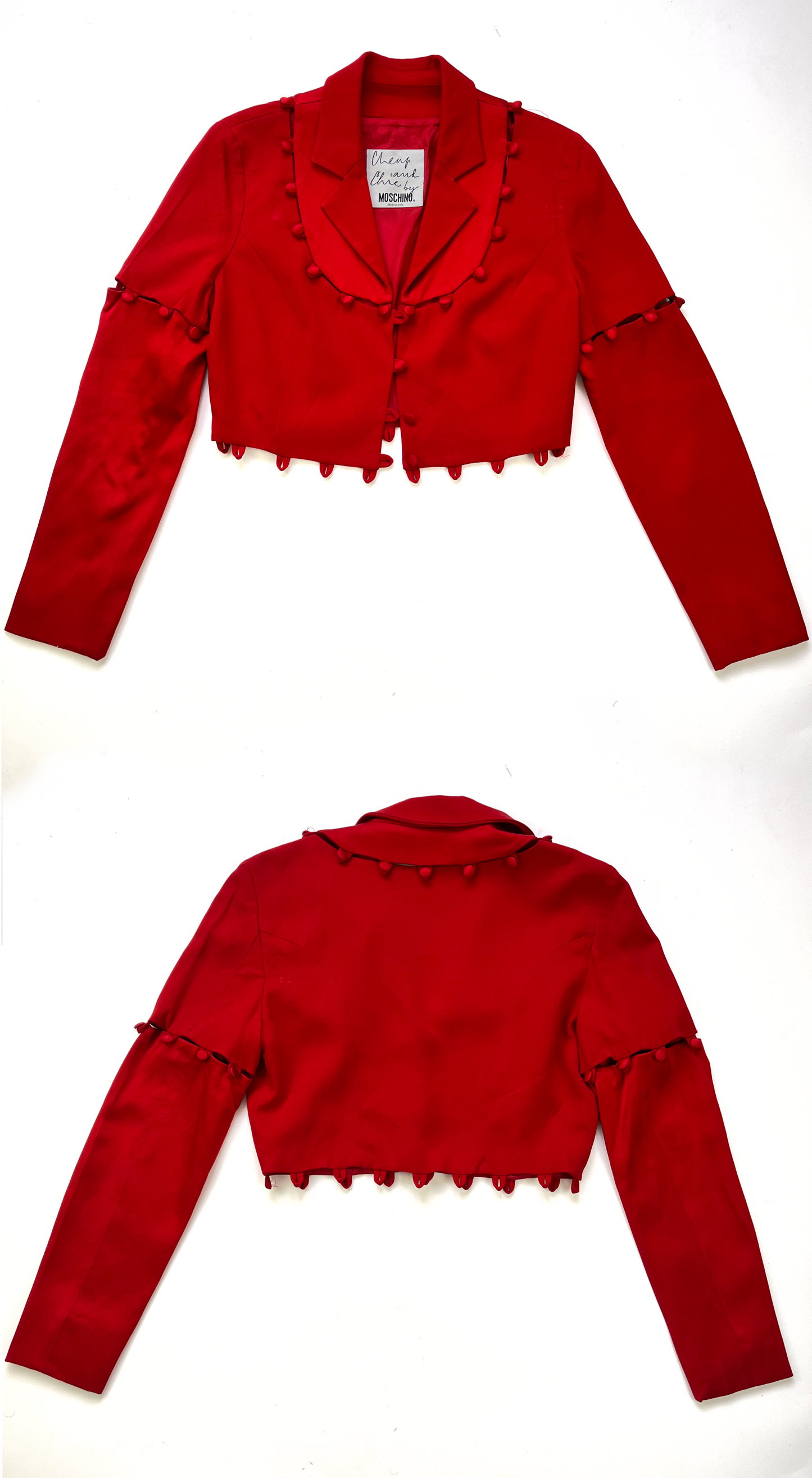 Moschino ~ 1995 Red Puzzle Blazer Fran Fine