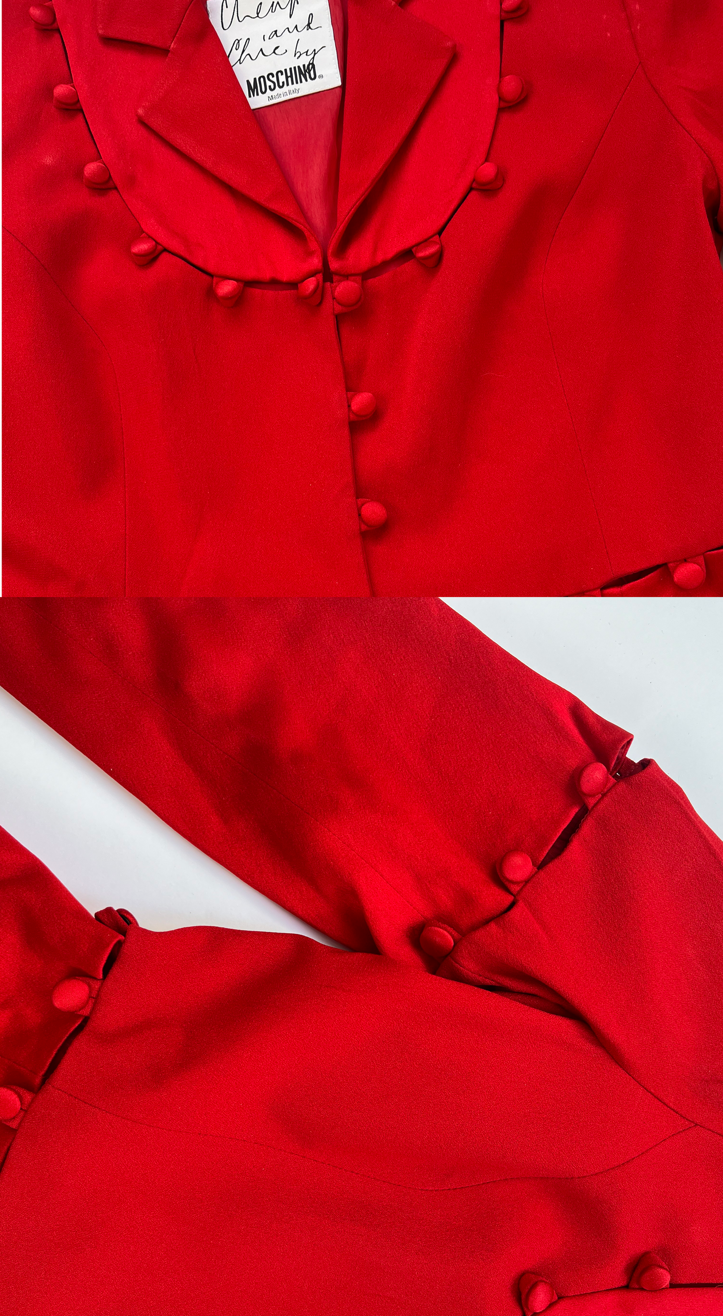Moschino ~ 1995 Red Puzzle Blazer Fran Fine