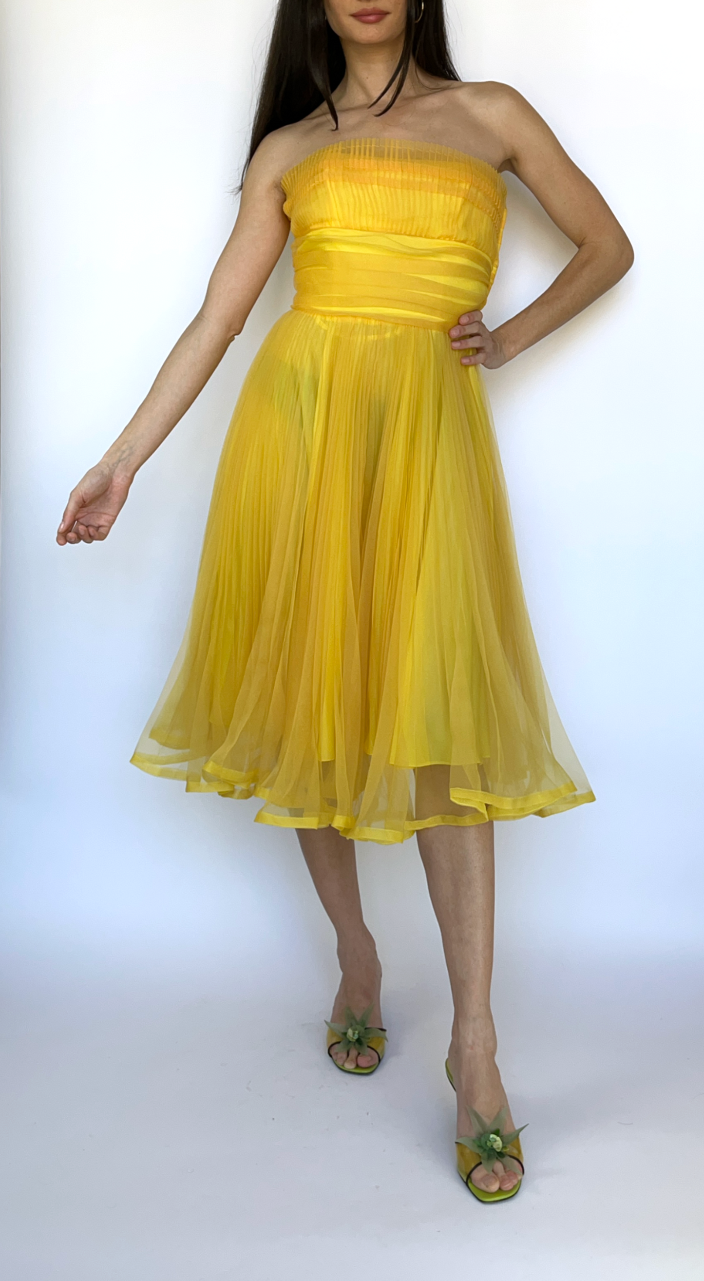 Betsey Johnson ~ 2000s Vintage Betsey Johnson Yellow Strapless Tulle Dress