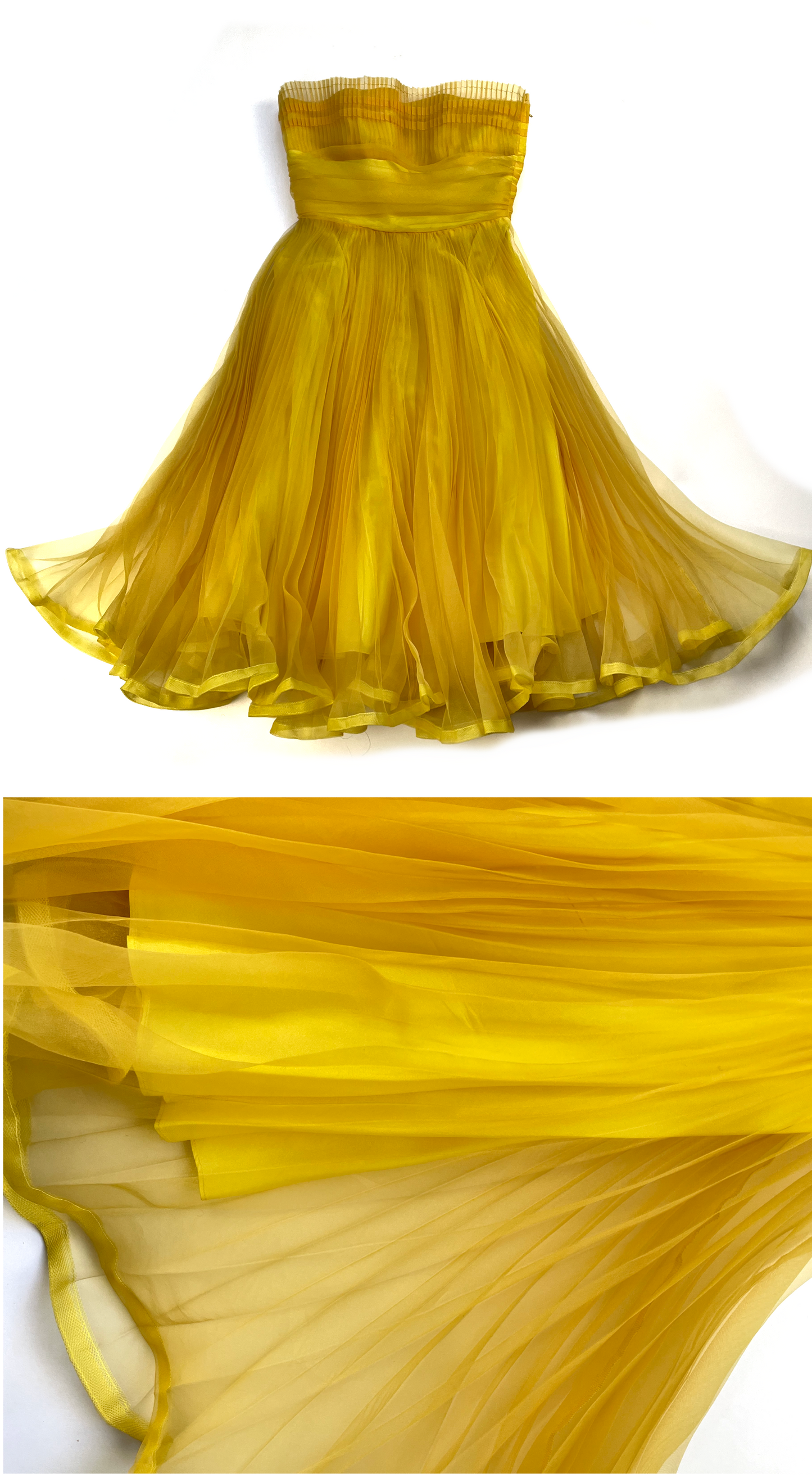 Betsey Johnson ~ 2000s Vintage Betsey Johnson Yellow Strapless Tulle Dress