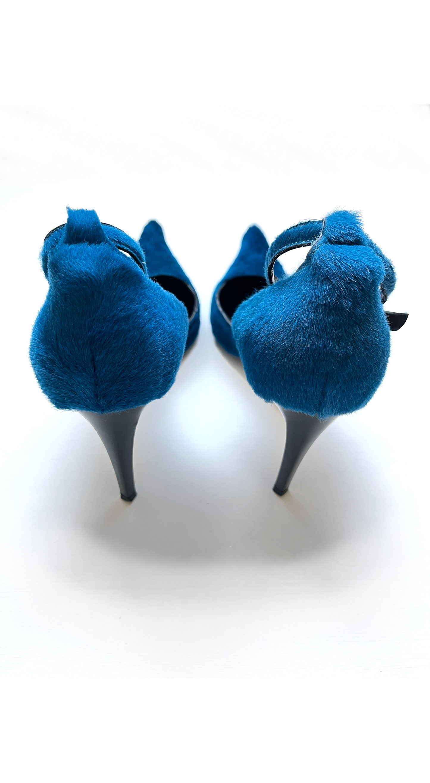 Miu Miu 1990s Electric Blue Pony Hair Heels