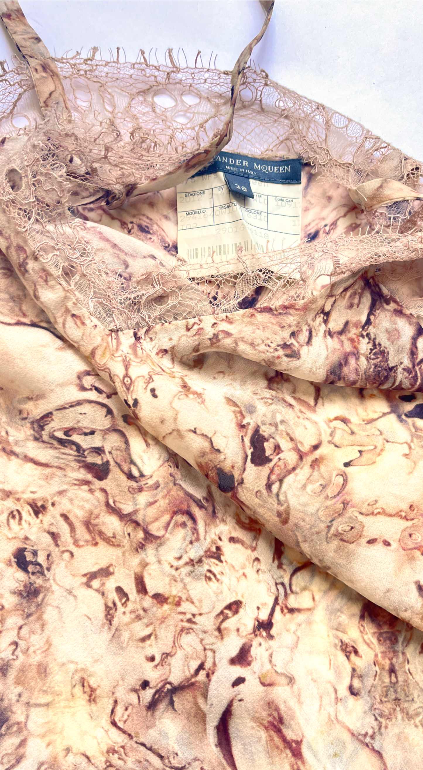 Alexander McQueen SS 2012 Silk Lace Top