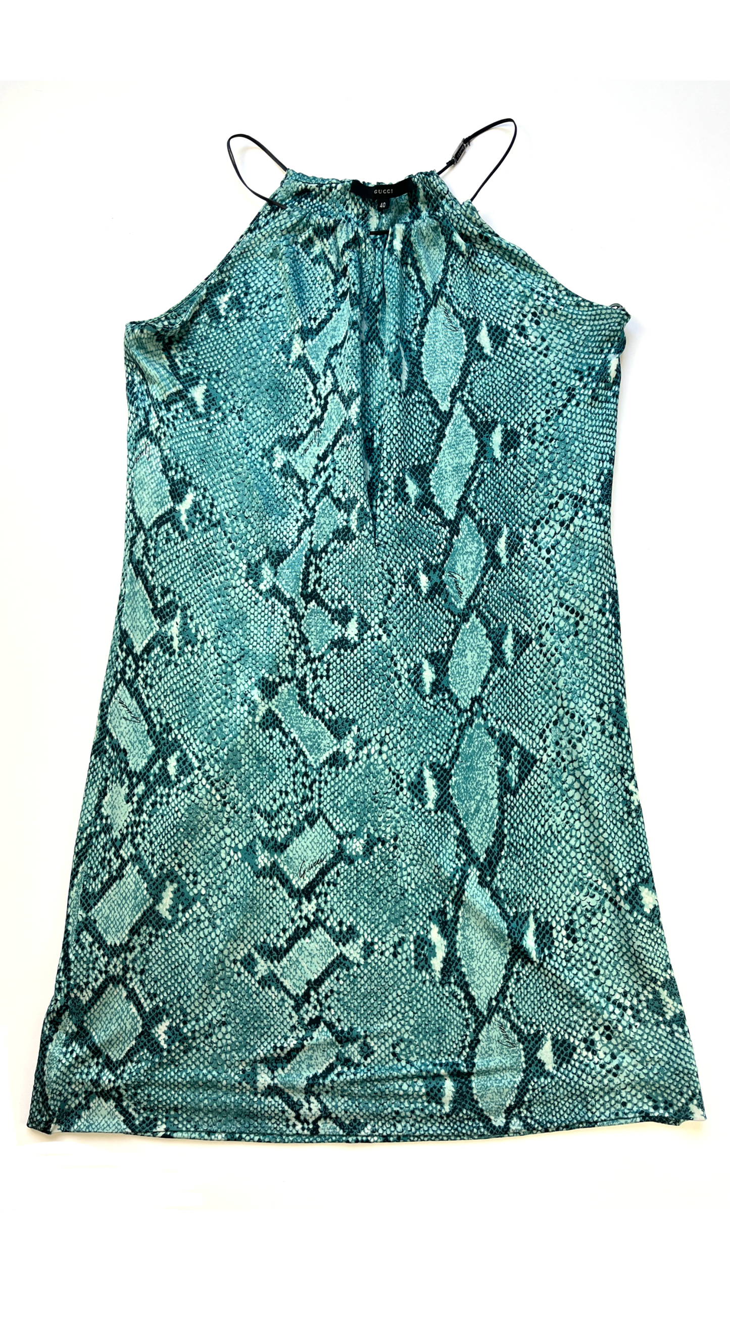 Gucci ~ by Tom Ford S/S 2000 Turquoise Python Keyhole Dress