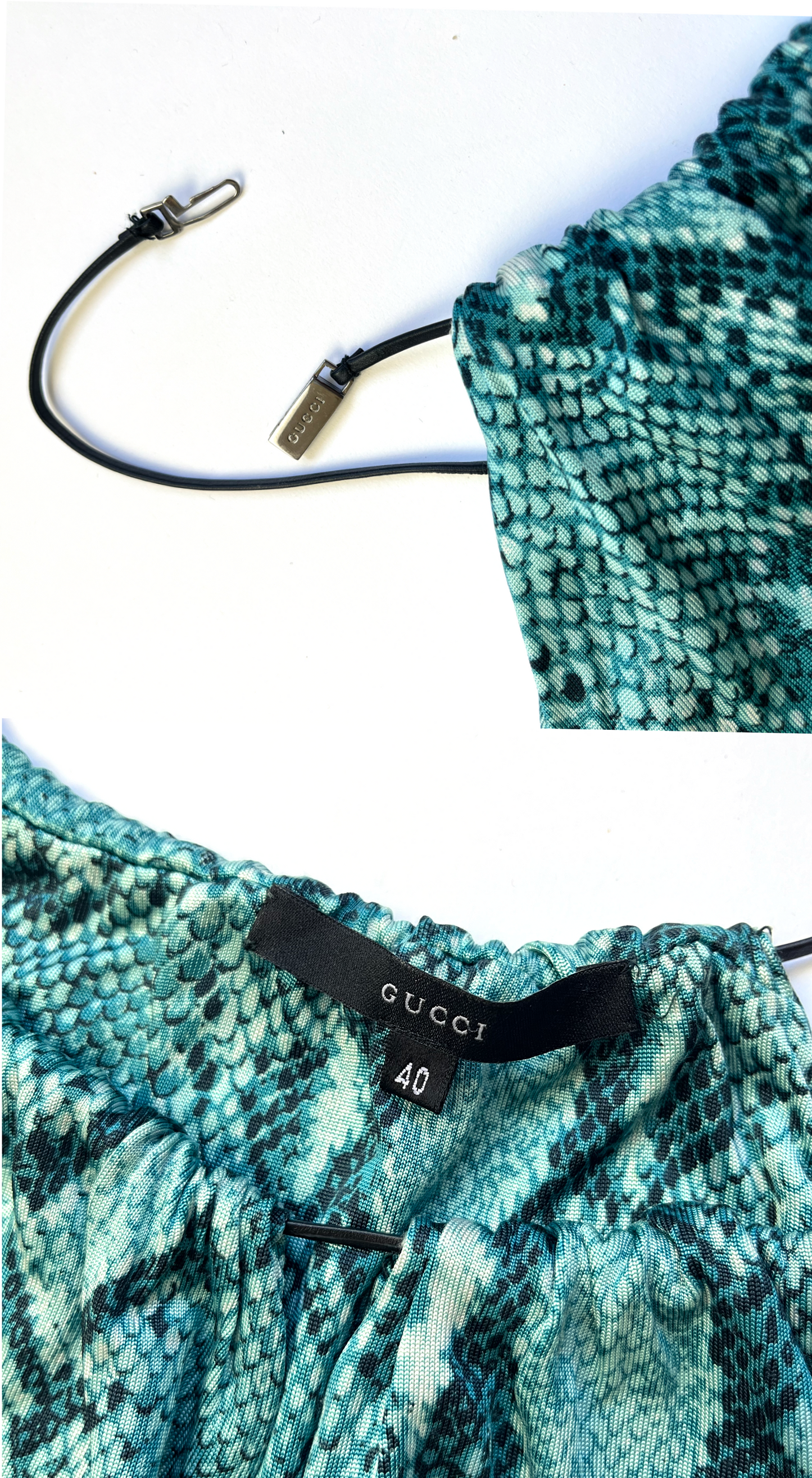 Gucci ~ by Tom Ford S/S 2000 Turquoise Python Keyhole Dress
