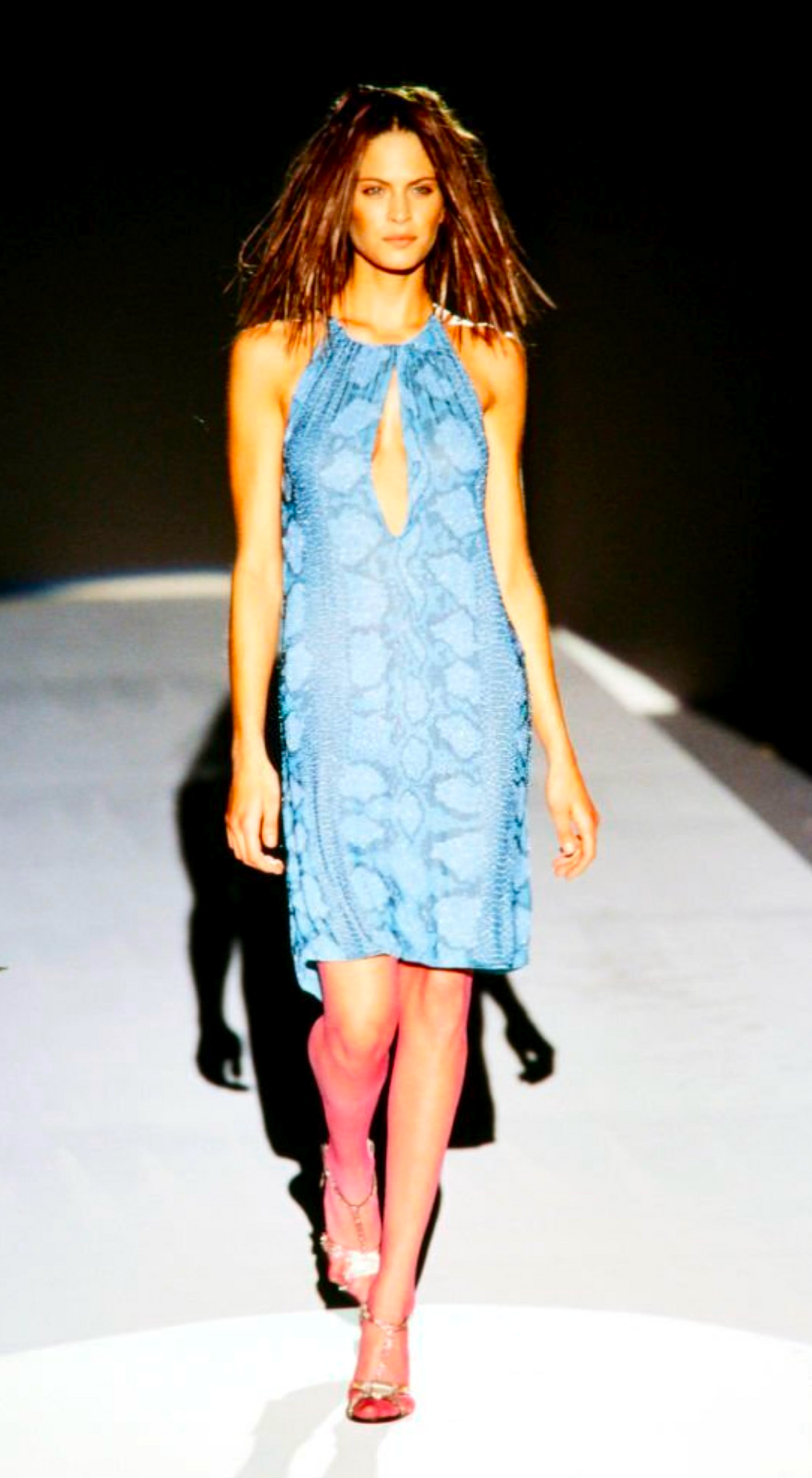 Gucci ~ by Tom Ford S/S 2000 Turquoise Python Keyhole Dress