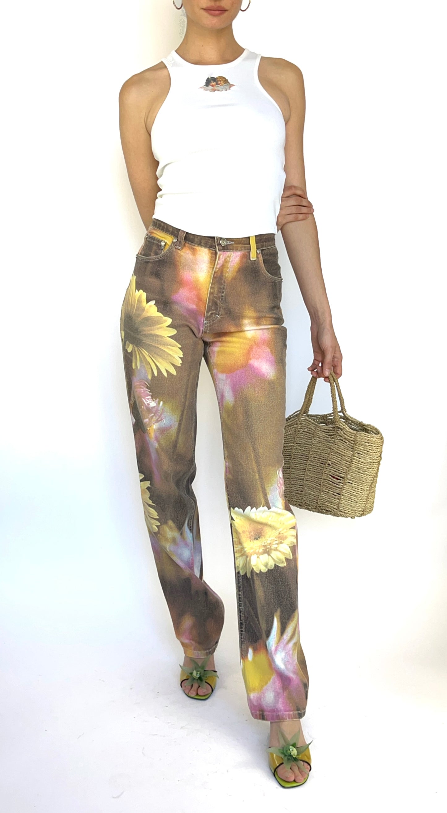 Roberto Cavalli ~ S/S 1999 High Waist Flower Print Jeans