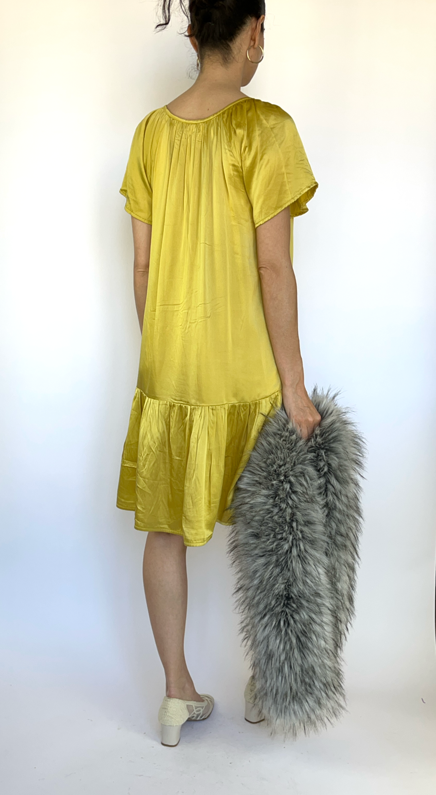 John Galliano ~ Yellow Silk Drop Waist Dress