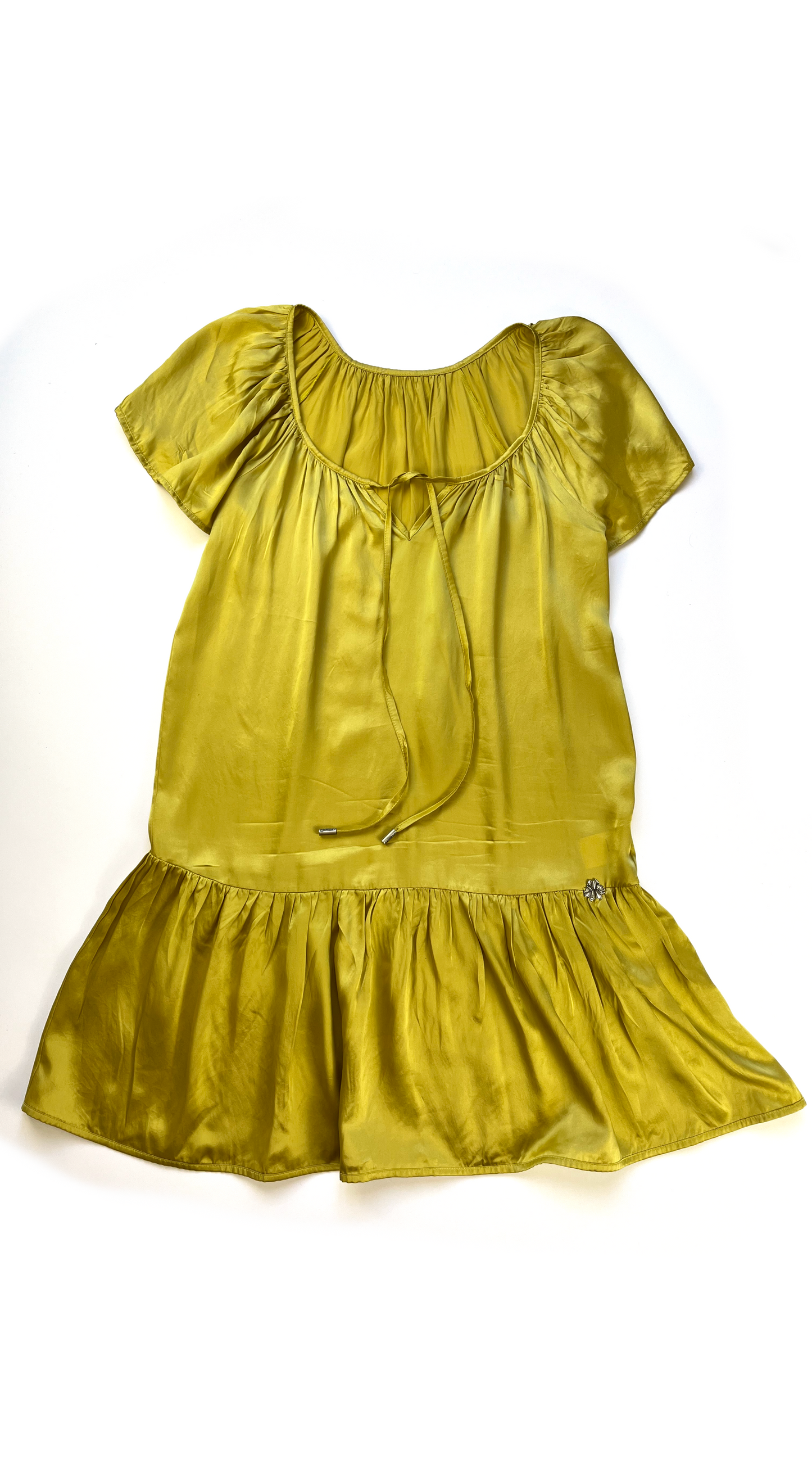 John Galliano ~ Yellow Silk Drop Waist Dress