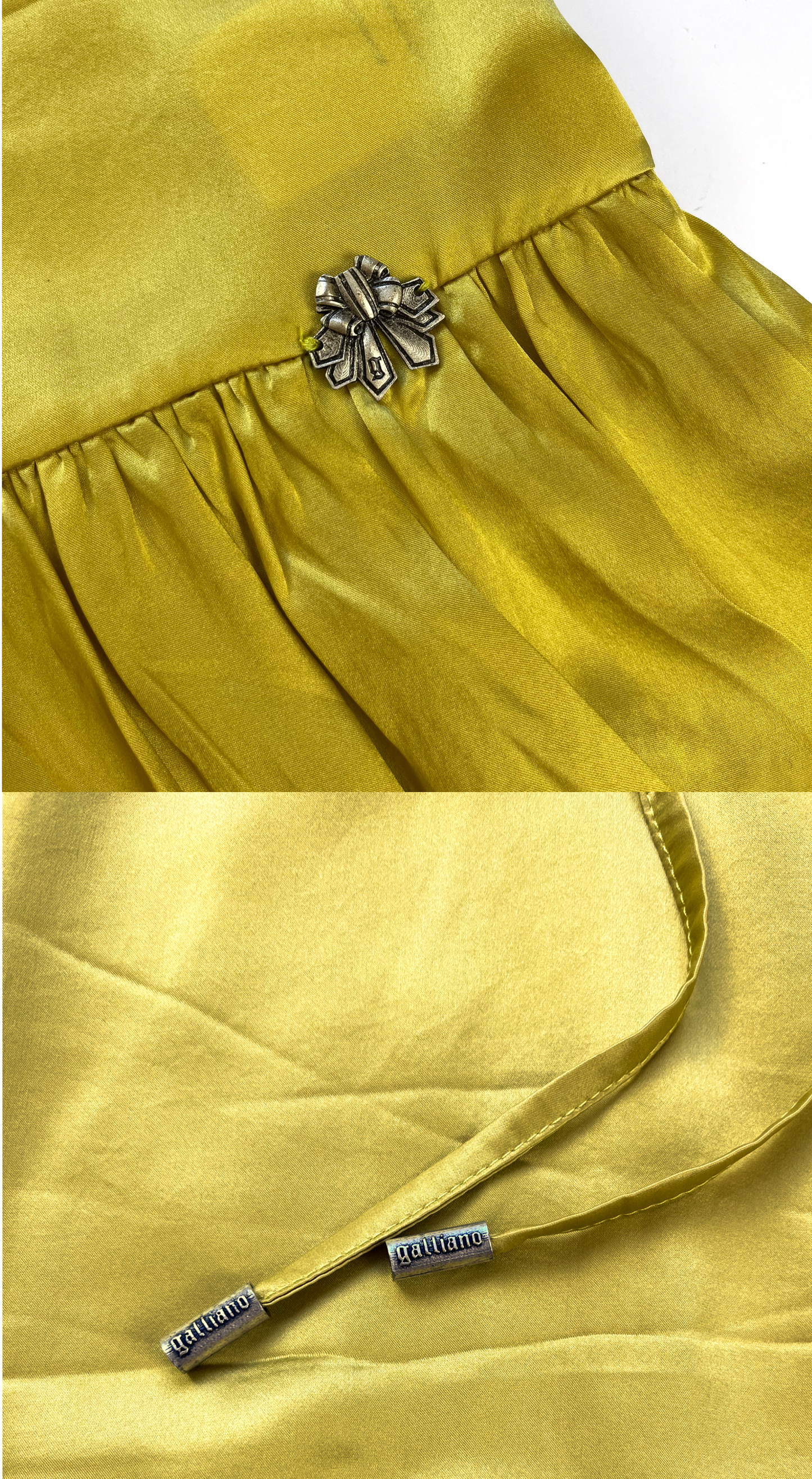 John Galliano ~ Yellow Silk Drop Waist Dress
