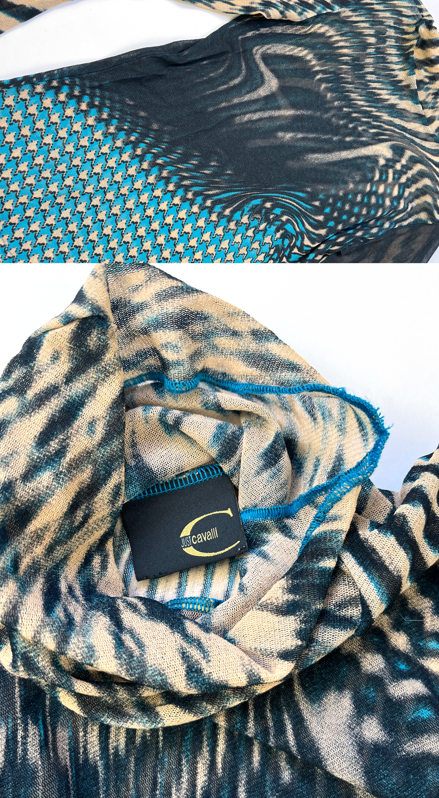 Roberto Cavalli ~ Psychedelic Mesh Turtleneck Top