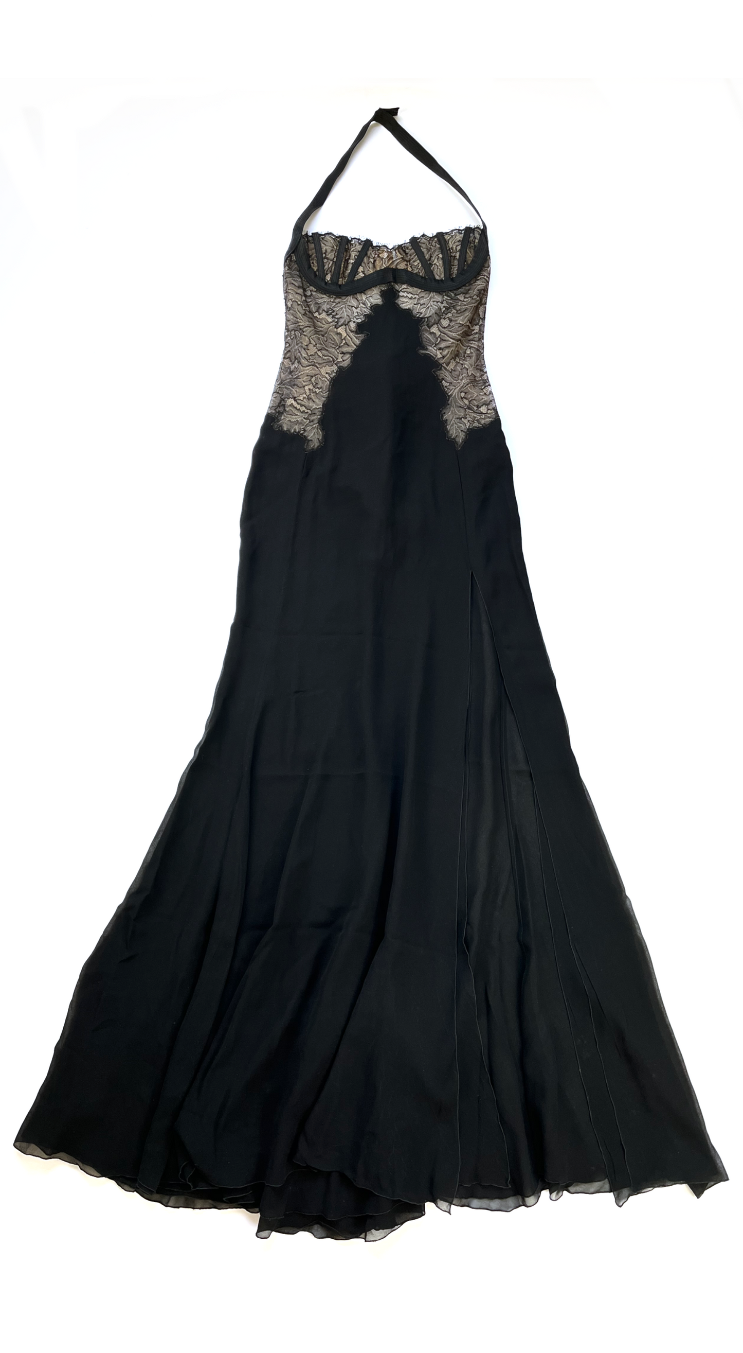 Versace ~ 1992 Sheer Lace Halter Gown