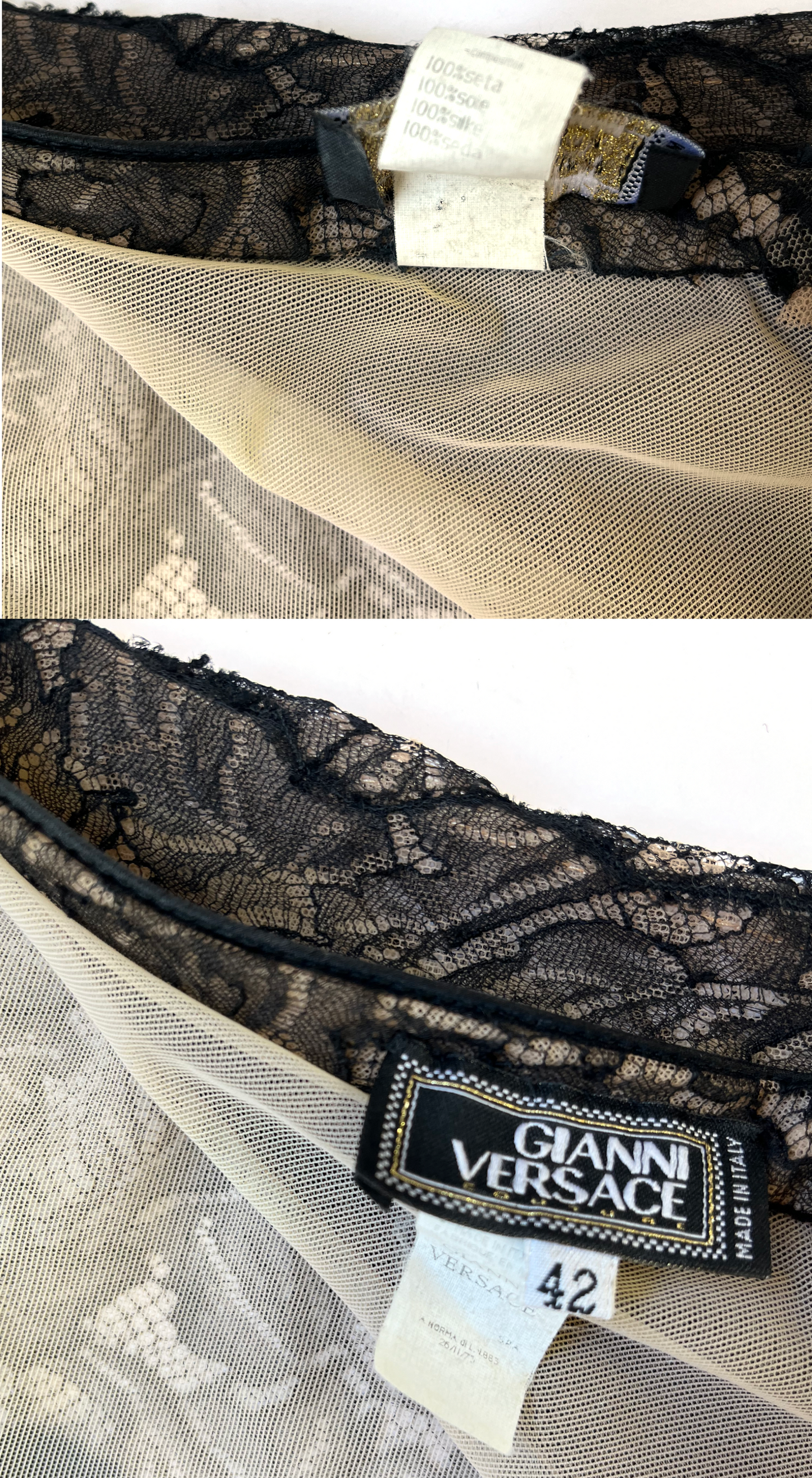 Versace ~ 1992 Sheer Lace Halter Gown