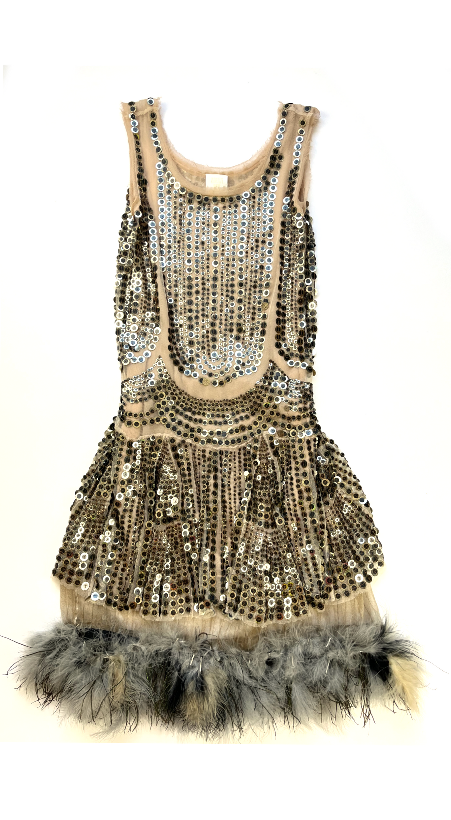 Anna Sui ~ F/W 2010 Sequin Silk-tulle Feather Dress