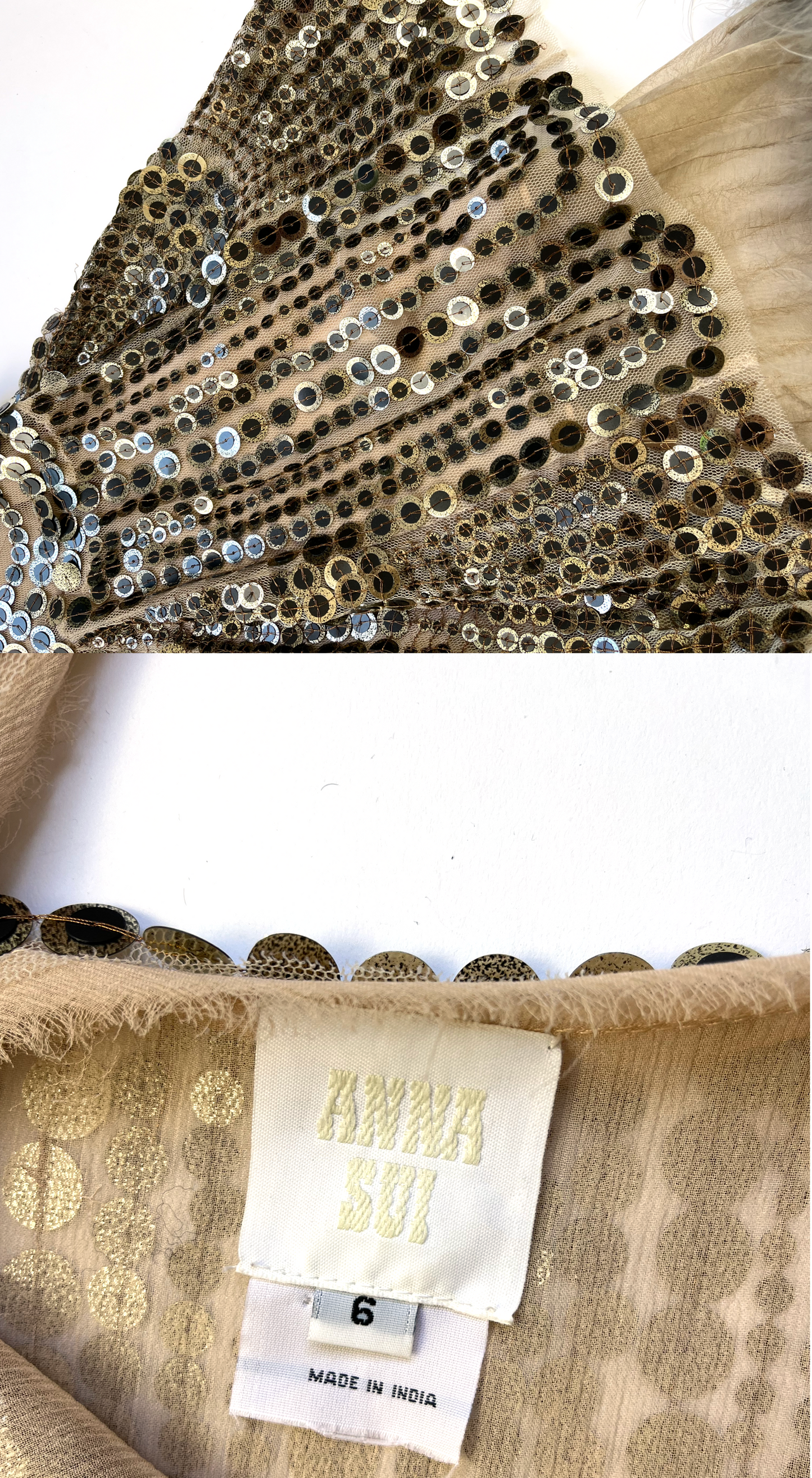 Anna Sui ~ F/W 2010 Sequin Silk-tulle Feather Dress