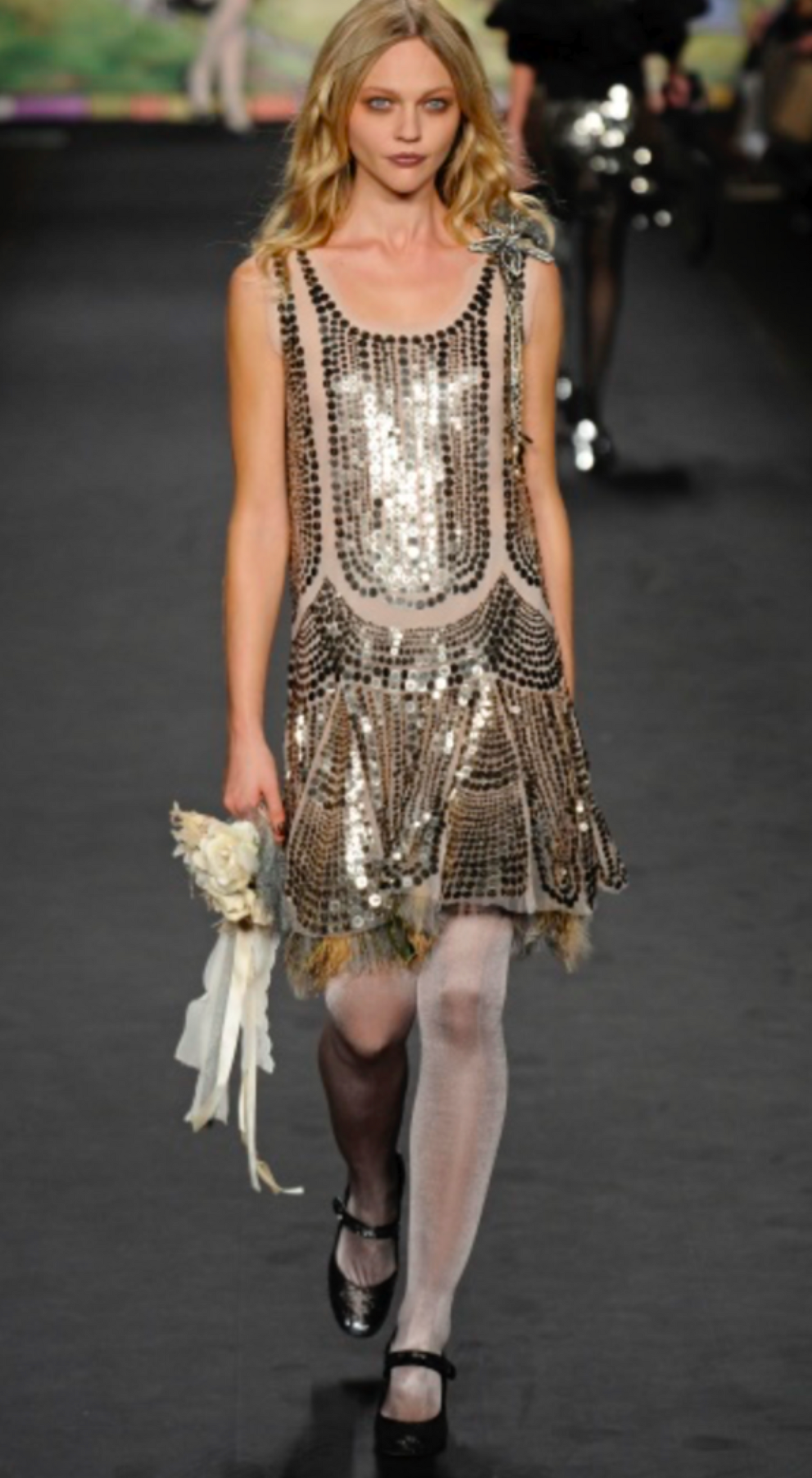Anna Sui ~ F/W 2010 Sequin Silk-tulle Feather Dress