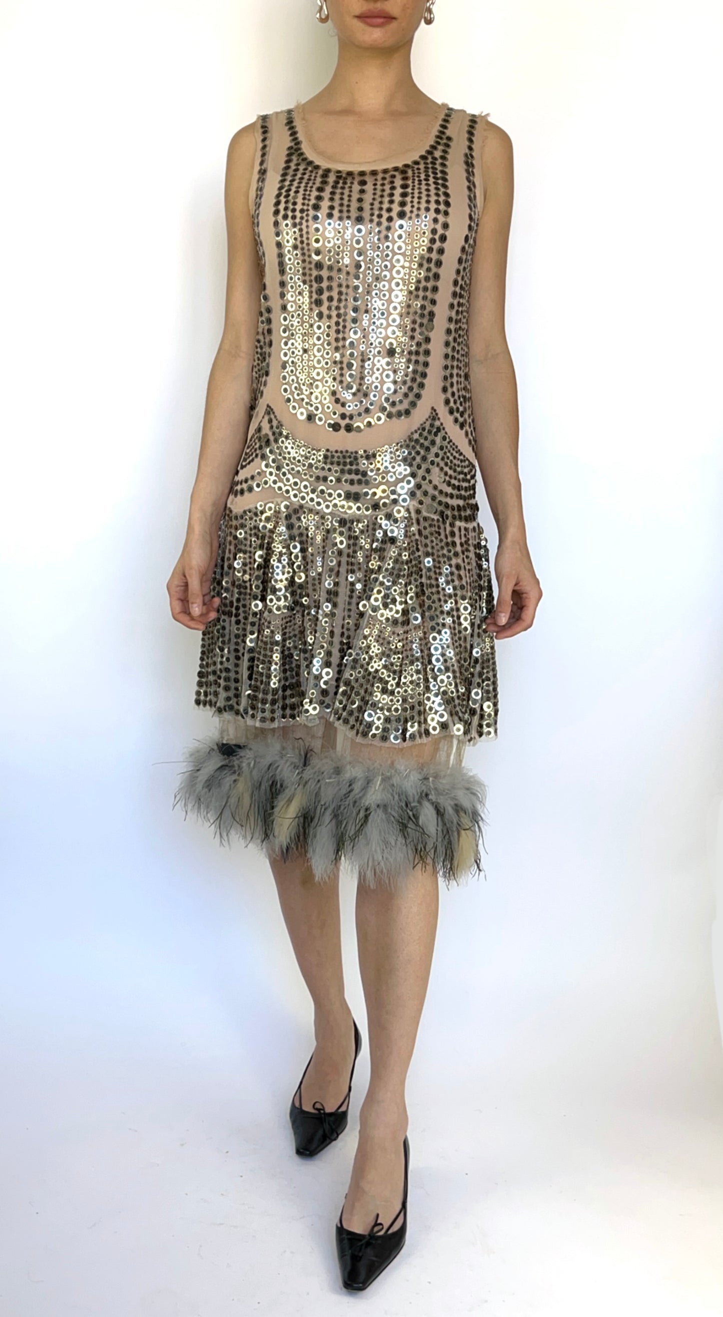 Anna Sui ~ F/W 2010 Sequin Silk-tulle Feather Dress