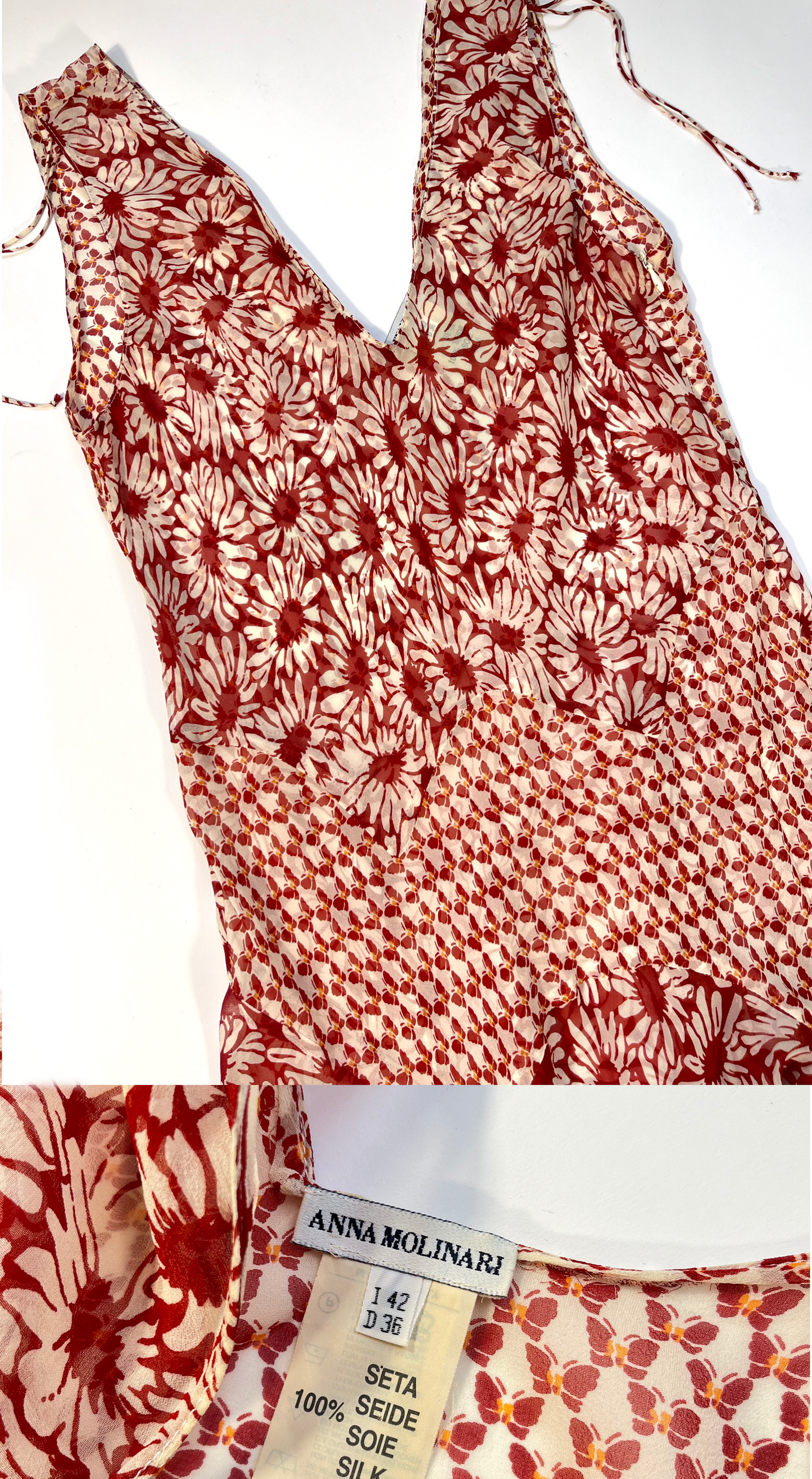 Anna Molinari ~ SS 2000 Long Flower Silk Dress