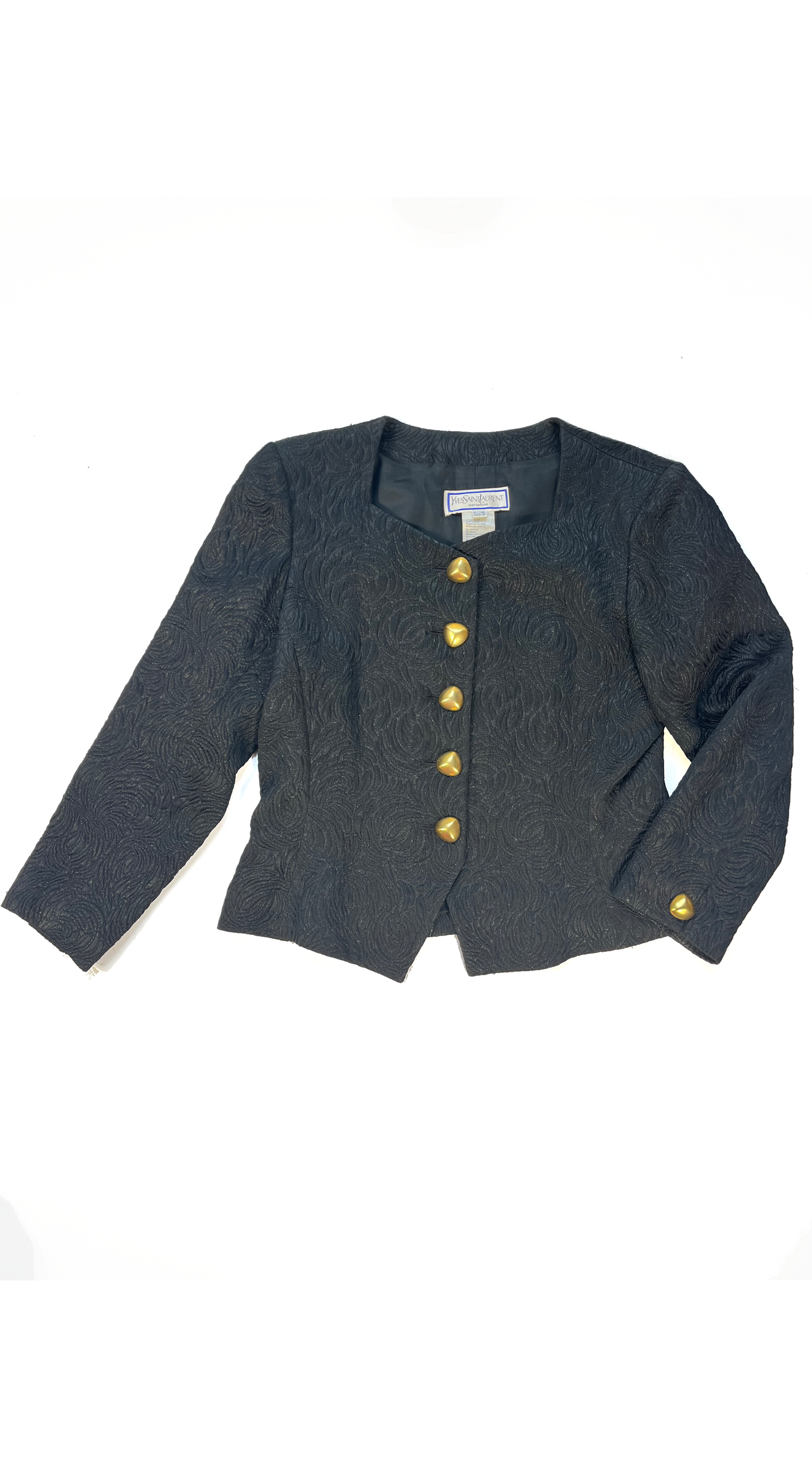 Yves Saint Laurent ~ Gold Buttoned Black Blazer
