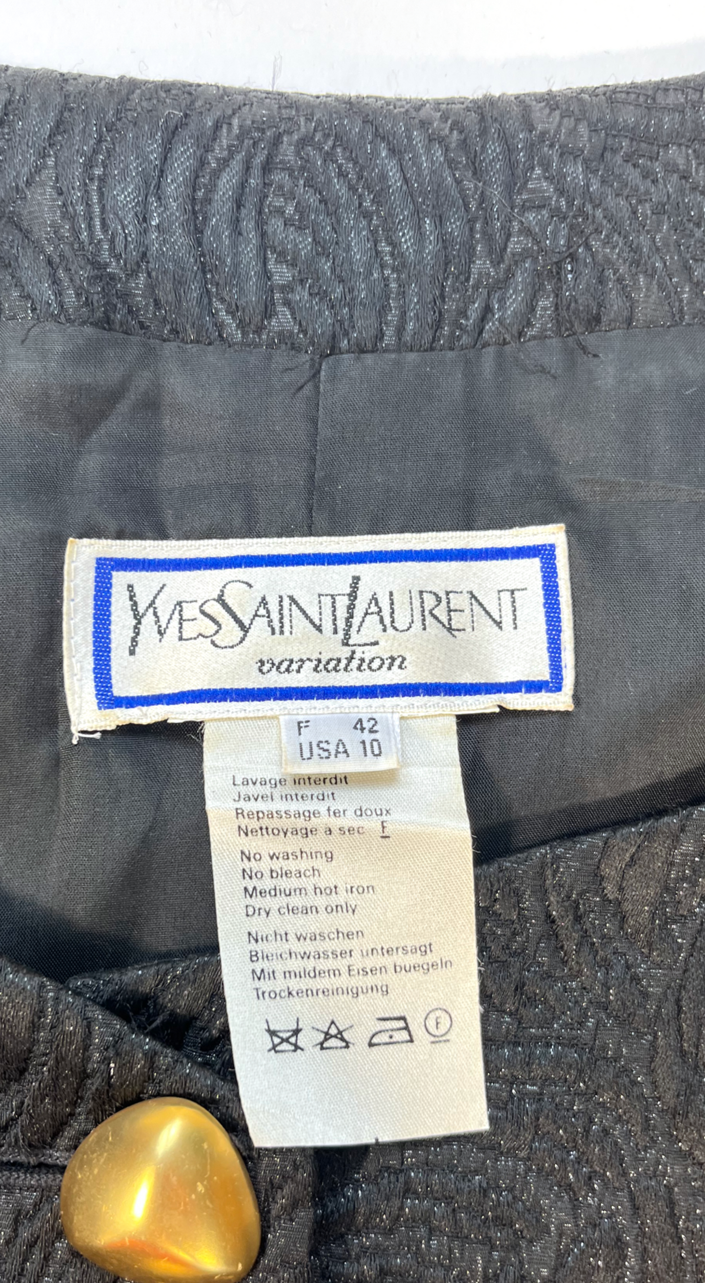 Yves Saint Laurent ~ Gold Buttoned Black Blazer