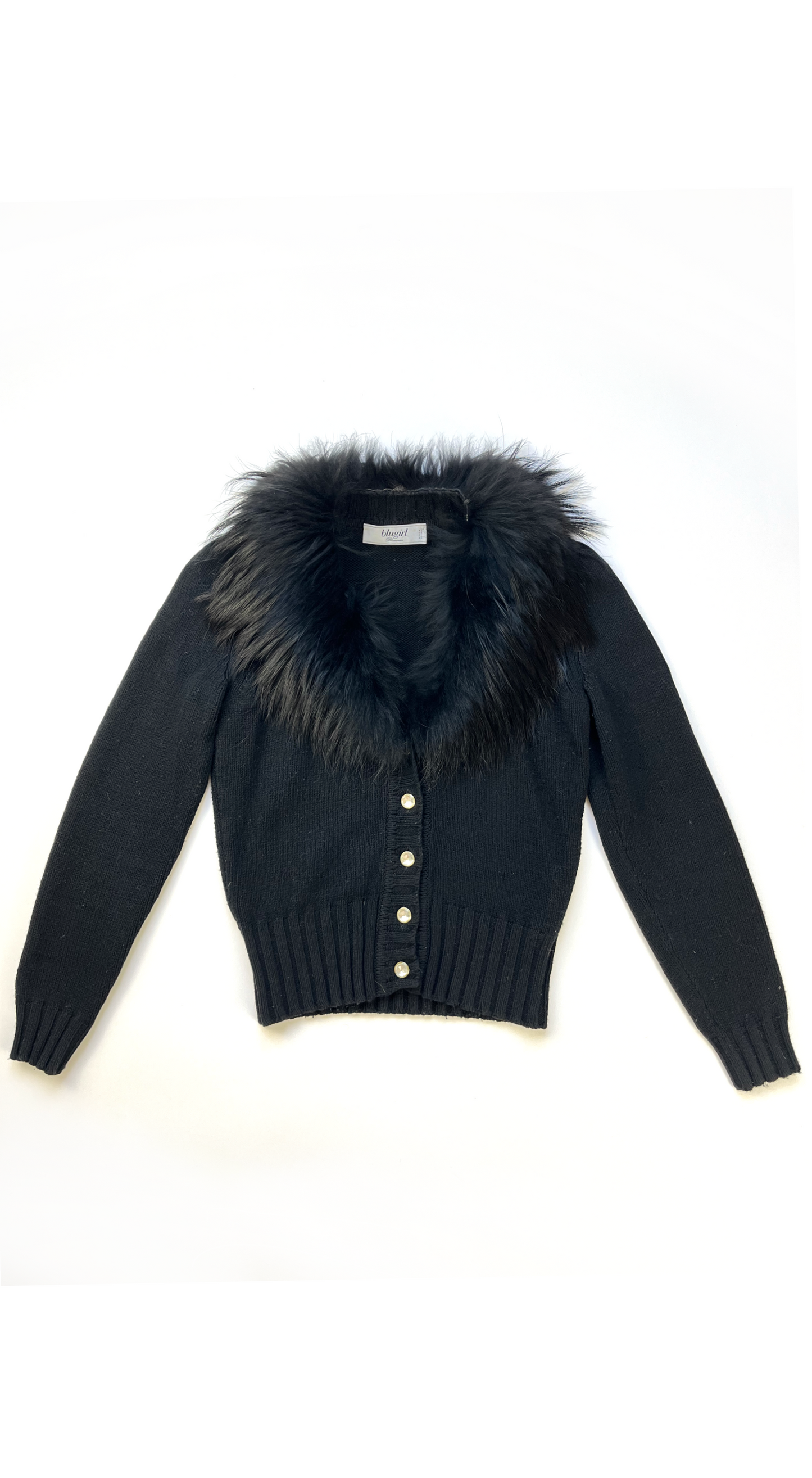 Blugirl Blumarine ~ Black Fur Collar Cardigan