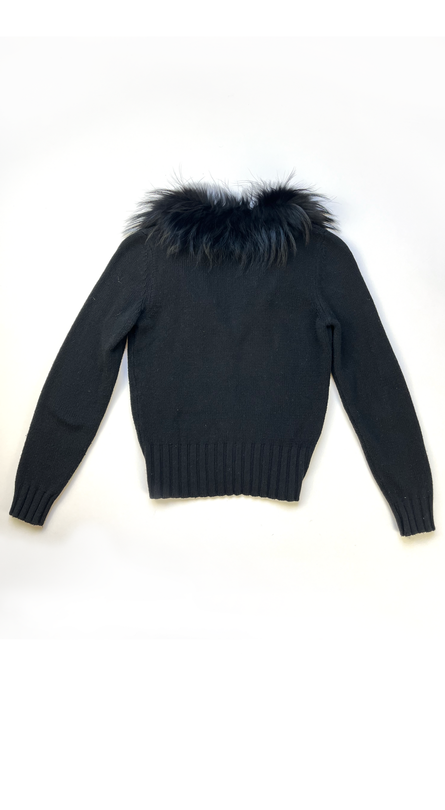 Blugirl Blumarine ~ Black Fur Collar Cardigan
