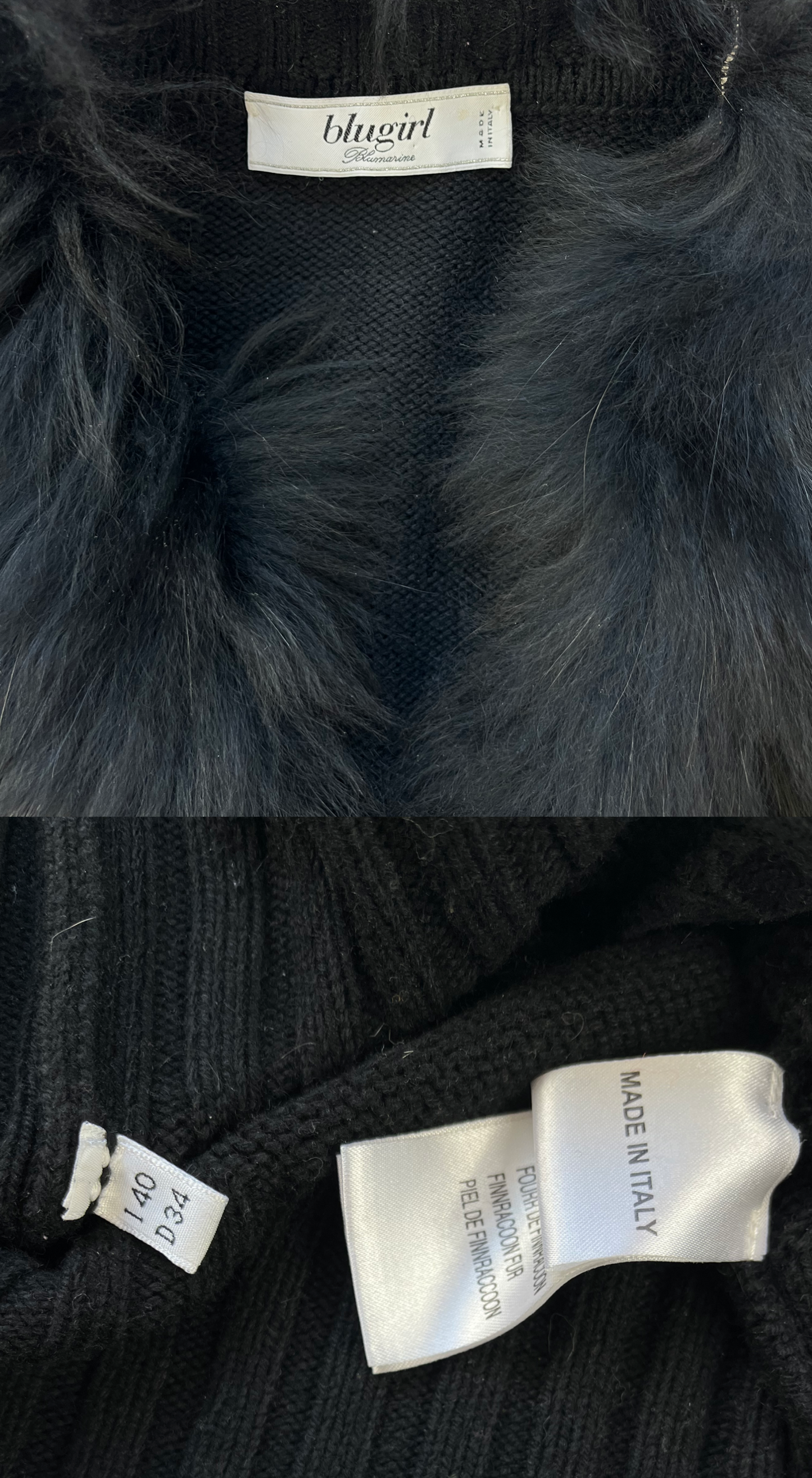 Blugirl Blumarine ~ Black Fur Collar Cardigan
